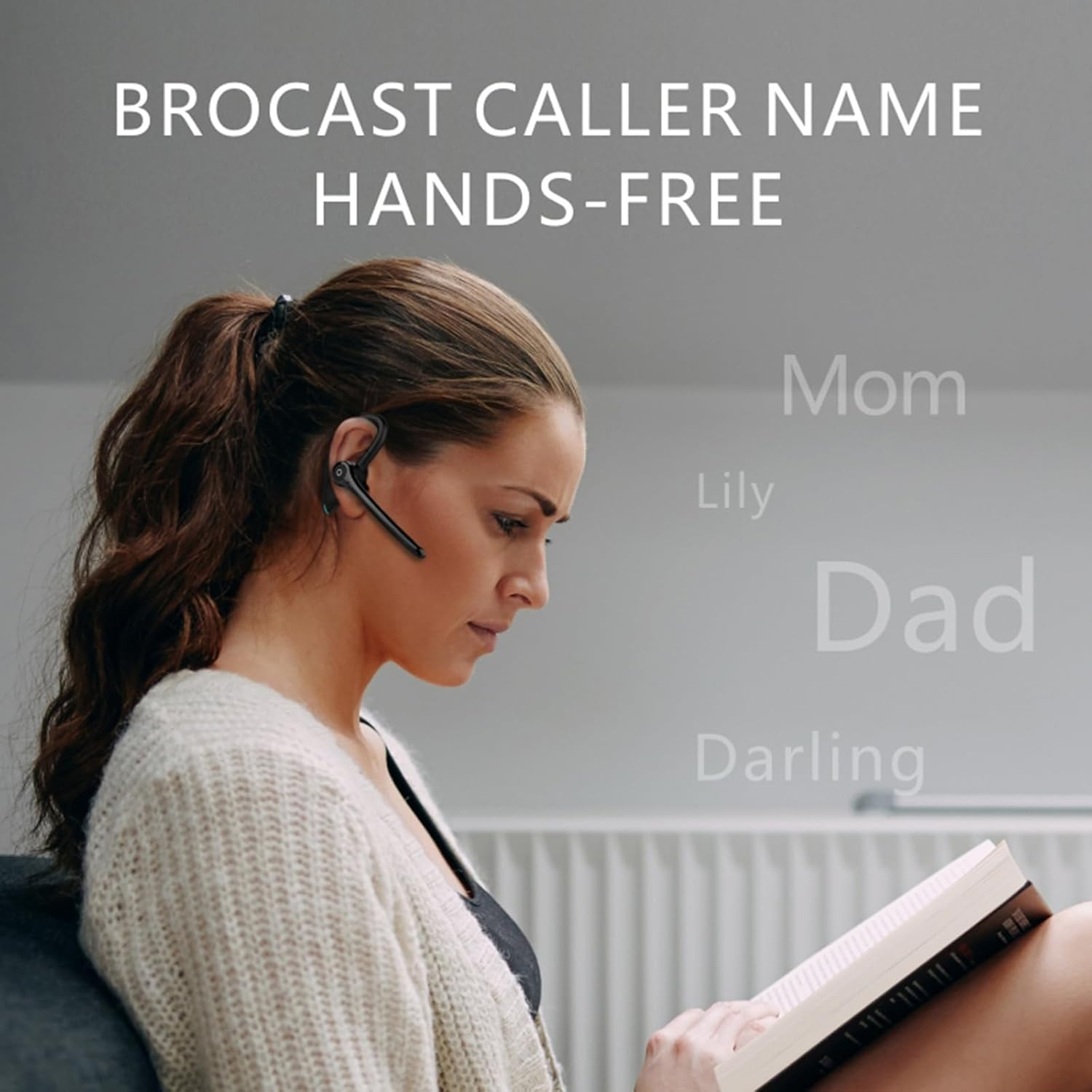 Daseeme F910 BT 5.0 Earpiece Business Headset Dual-Mic Earphones Noise Cancelling Headphone Hands- Earphone for Business/Work/Driving/Office