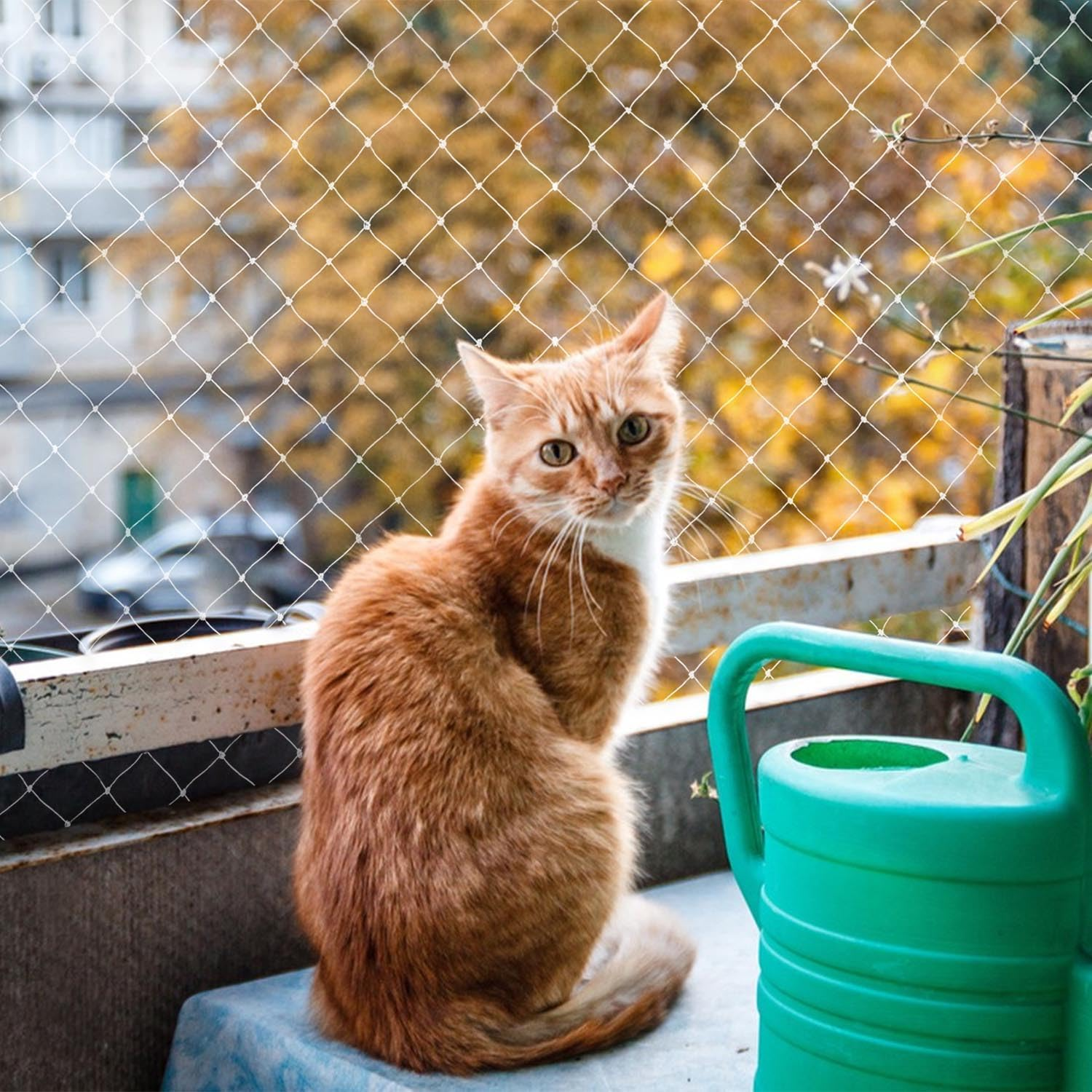 Lovesmile Cat Protection Net, 118 X 393.7 in Bird Protection Net, Tight Mesh, Pigeon Net, Mesh Size 0.98 X 0.98 Inches, Tear-Resistant, Reusable, No Drilling, for Garden, Balcony, Vegetable Gardens Or