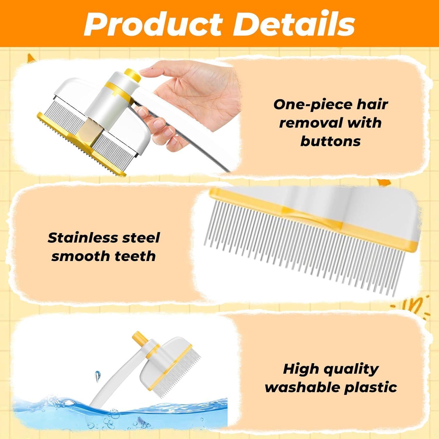 Simsky Pack of 2 Self-Cleaning Pet Brush, Fur Flash Brush for Cats and Dogs - Removes Loose Hair & Knots, with Rotating Brush Head, Ideal for Long and Short Hair image number 6