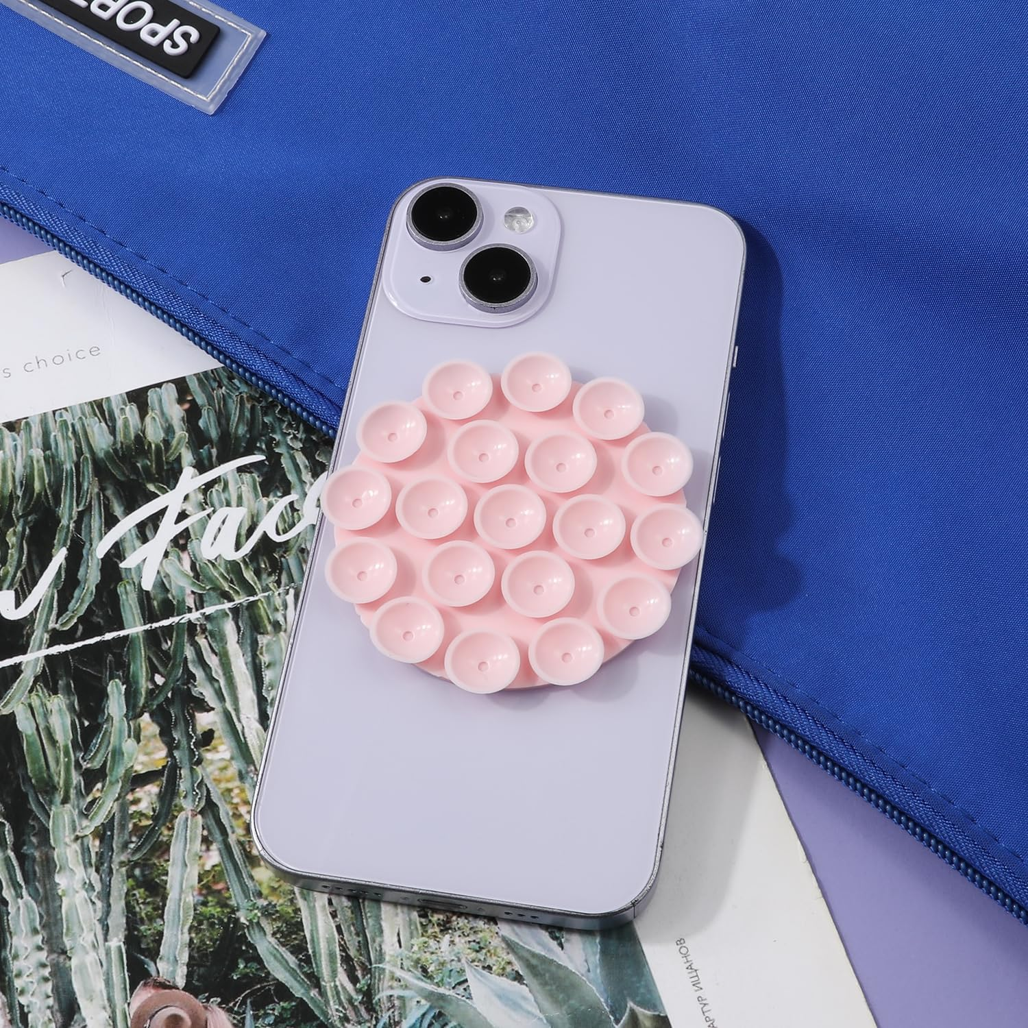 5Pcs Silicone Suction Cup Phone Holders, Multipurpose Phone Suction Mount for Car Phone Mini Suction Cup Mat Suction Phone Case Self-Adhesive Support for Mobile Power Mobile Phones (Light Pink) image number 2