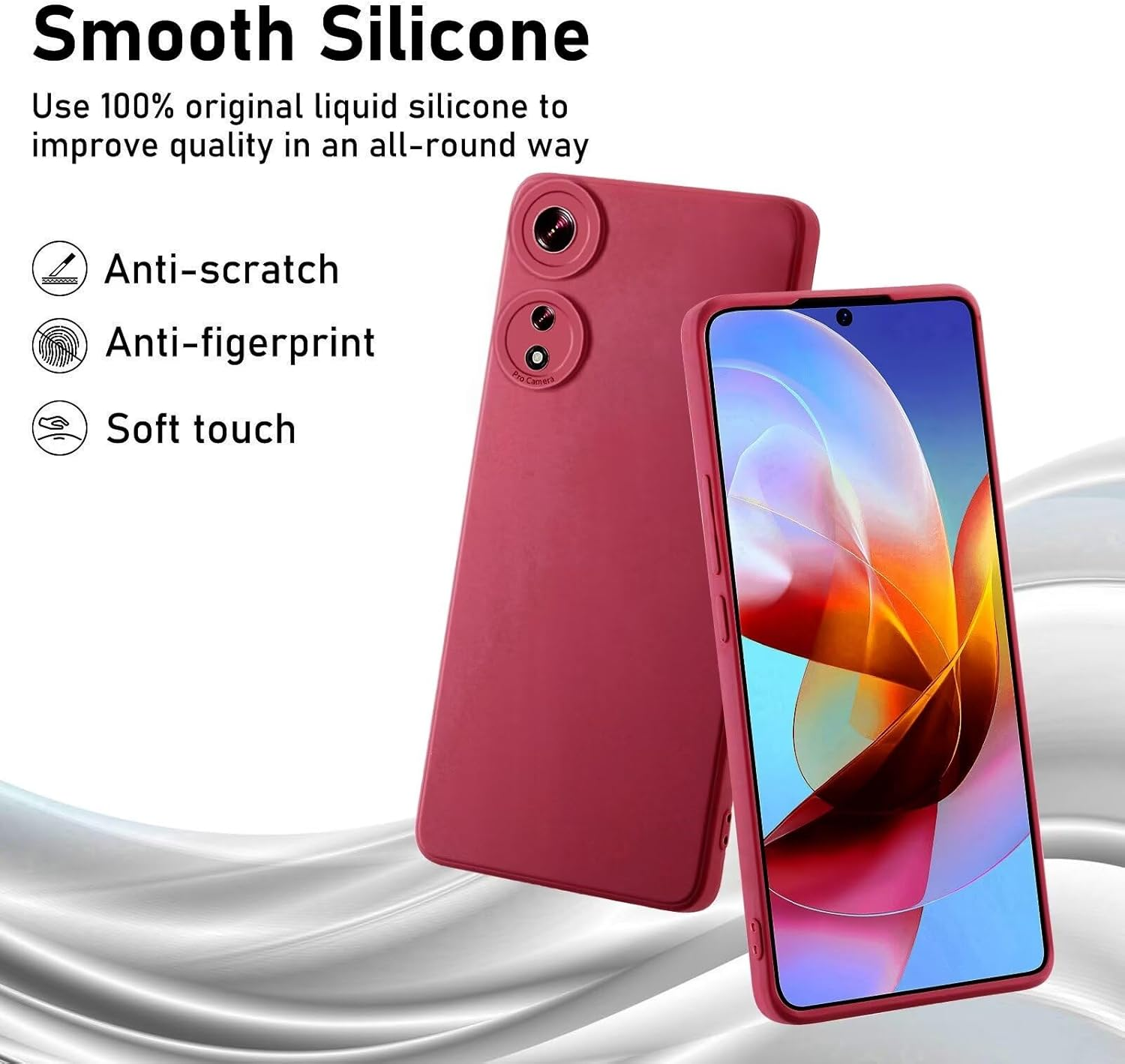 LENGRACE Case for Oppo A58 5G/A58X/A78 5G Soft Silicone Case, Premium Silicone Case for Oppo A58 5G/A58X/A78 5G Shockproof TPU Scratch-Resistant Full Body Protective Mobile Phone Case Red Wine