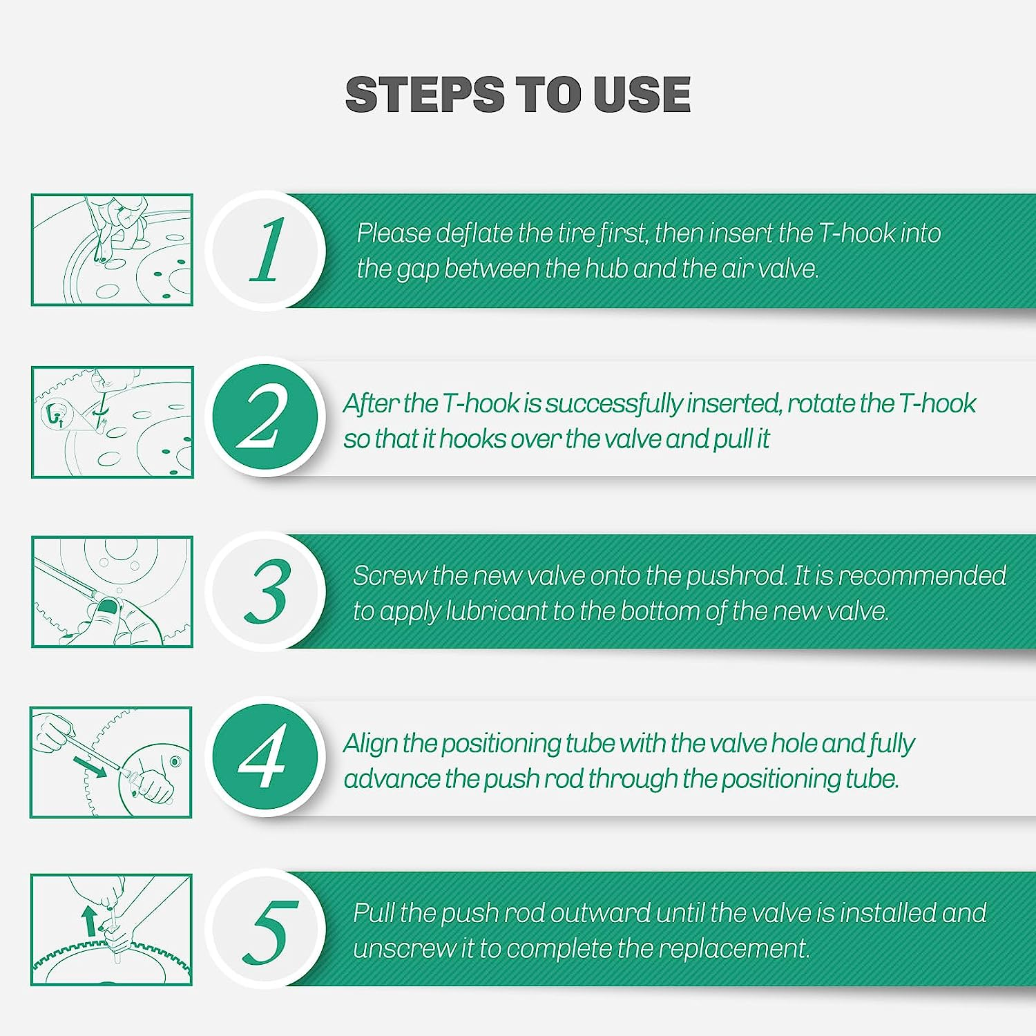 Tire Valve Stem Core Quickly Replacement Tool Kit,Perfect Tool for Replacing Leaky Valves in Cars,Trucks,Motorcycles, Etc.With 4PCS TR413 Valve Stems image number 3