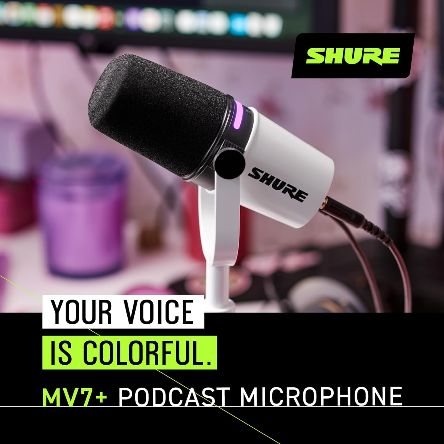 Shure Motiv MV7+ Podcast Dual-Output Cardioid Dynamic Microphone with XLR/USB, White image number 6
