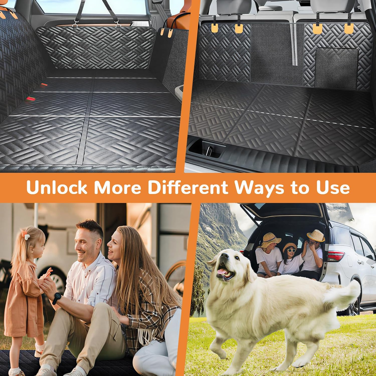 Uandhome Dog Car Seat Cover, Waterproof Dog Car Seat Cover Back Seat Hammock with Mesh Visual Window & Side Flaps & Dog Seat Belt, Scratchproof Pet Seat Cover for Cars, Trucks, Suvs(206 X 153Cm) image number 5