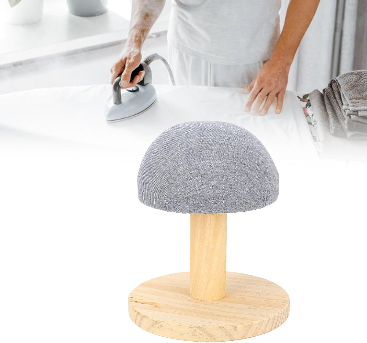 Bra Wooden Ironing Board, Mini Ironing Board Small Ironing Stool for Bras, Shirts, Collars, Cuffs, Mini Iron Padded Sleeve Pillow Board Stool with round Base, round Pressing Board image number 3