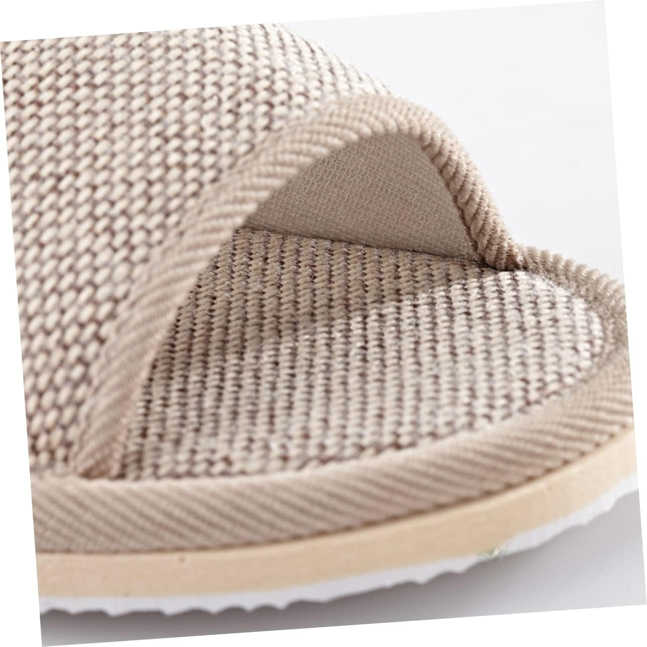 IWOWHERO 2 Pairs of 26Cm Anti-Slip Eva Open-Toe Slippers for Summer Beige Linen Slippers for Home and Hotel Suitable for Men and Women image number 6