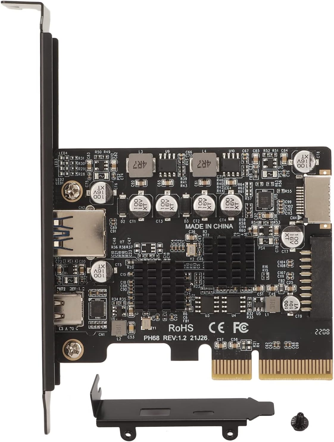 Pcie to USB 3.2 Gen 2 Card, 10Gbps PCI Express Expansion Card with USB Type A, Type C and Front Type E Ports, USB Type C PCI Express Card for Desktop Computer