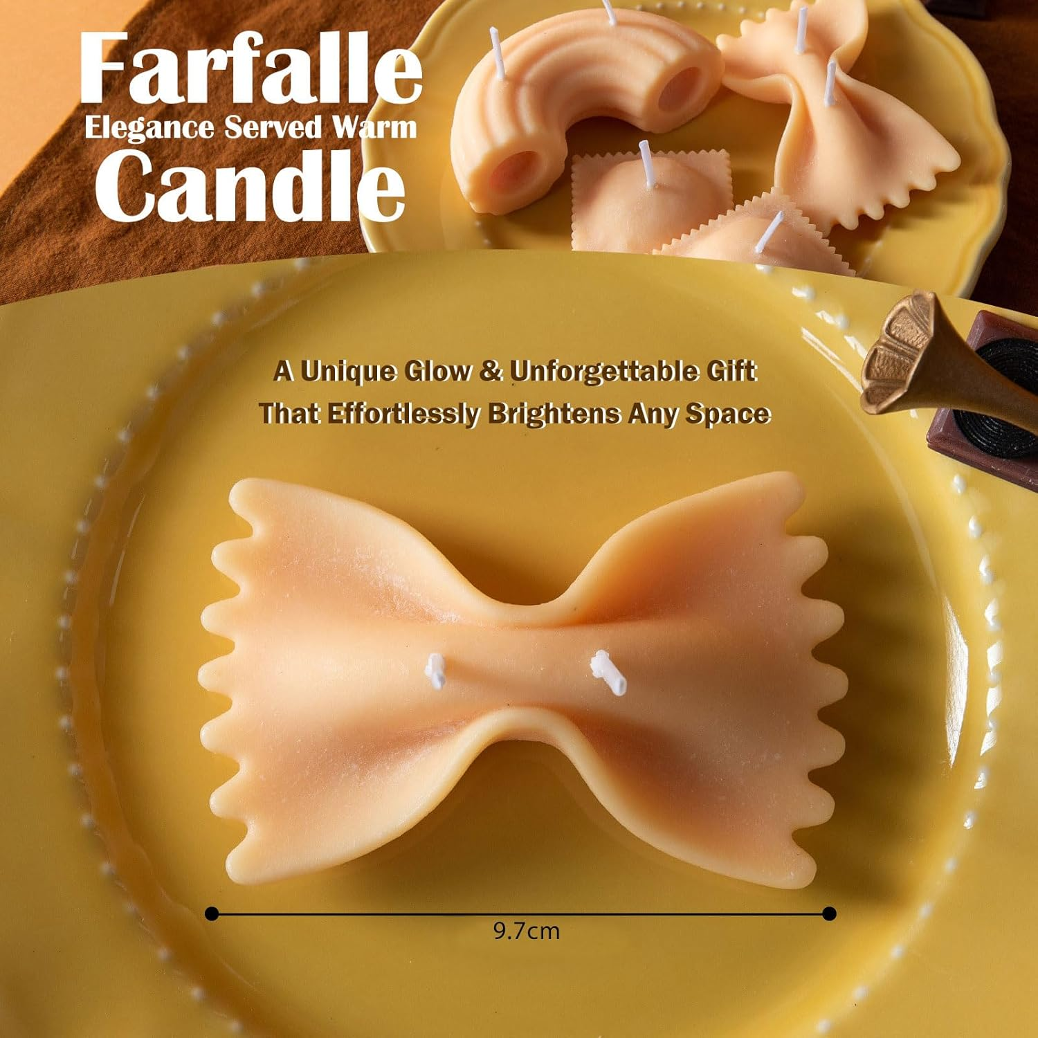 Funny La Pasta Noodle Scented Aromatherapy Candle (1 Farfalle Candle) image number 3