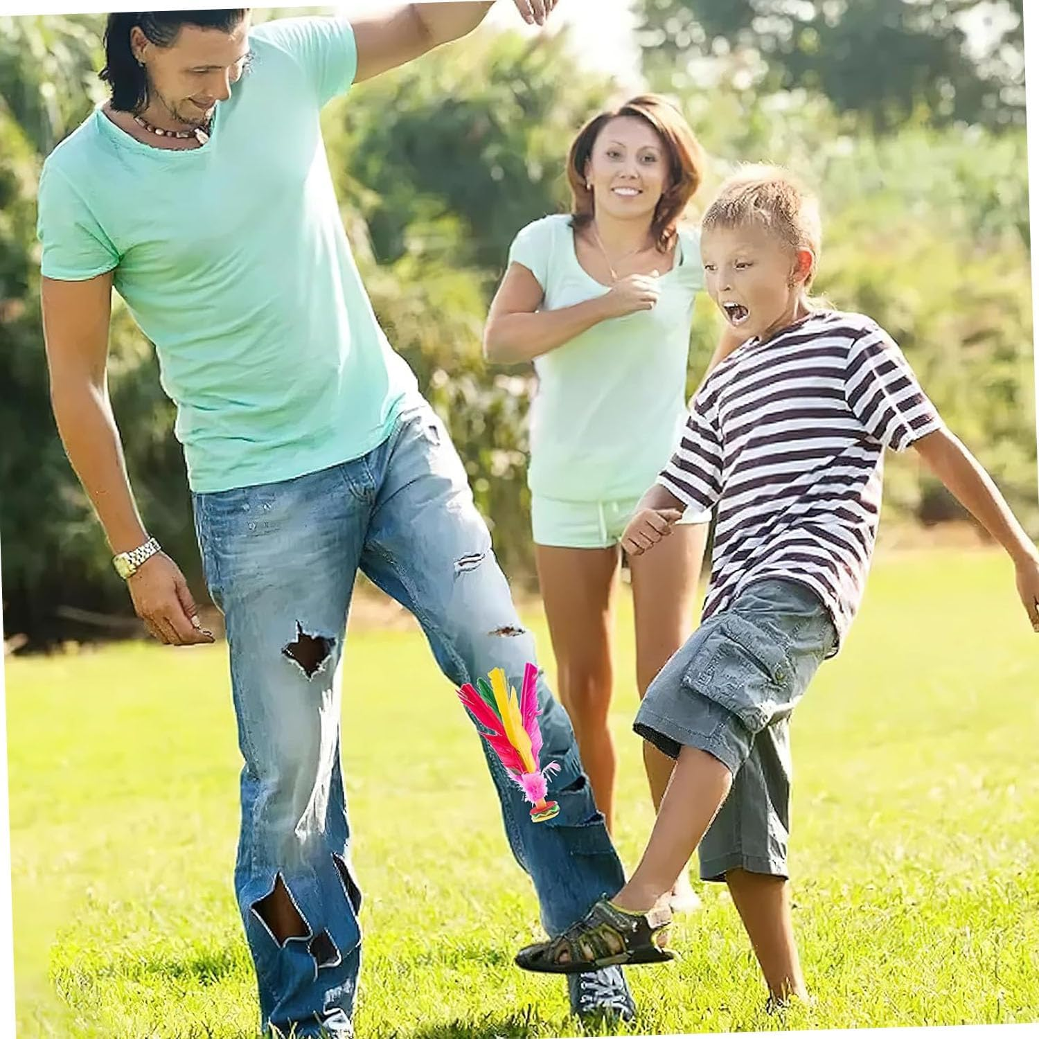 6 Pack Chinese Jianzi Shuttlecock,Colorful Feather Kicking Shuttlecock,Foot Feather Sports Toy for Indoor and Outdoor image number 2