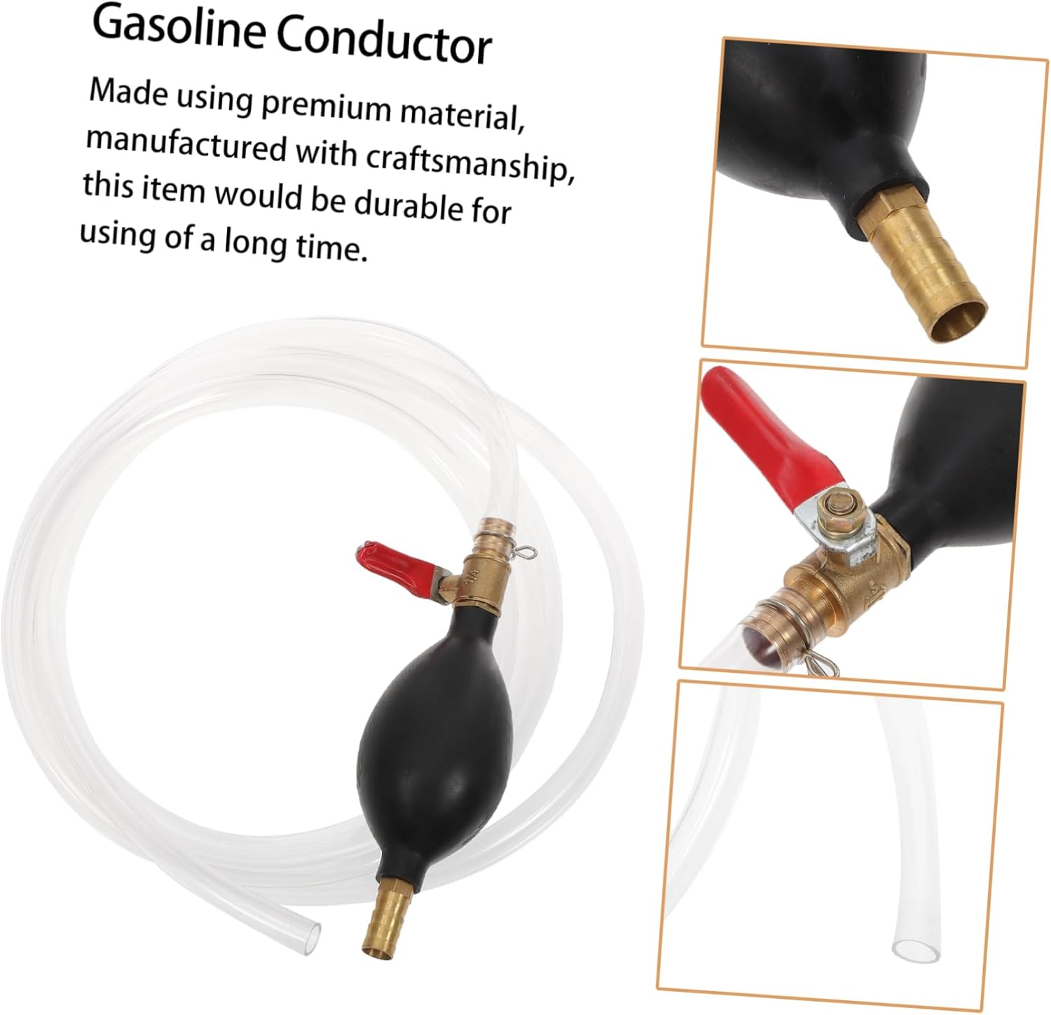 Manual Petrol Syphon Hose 10Mm Manual Pump Gasoline Conductor Oil Transfer Tool for Truck Car Fuel Tank Urea Fluid Transfer