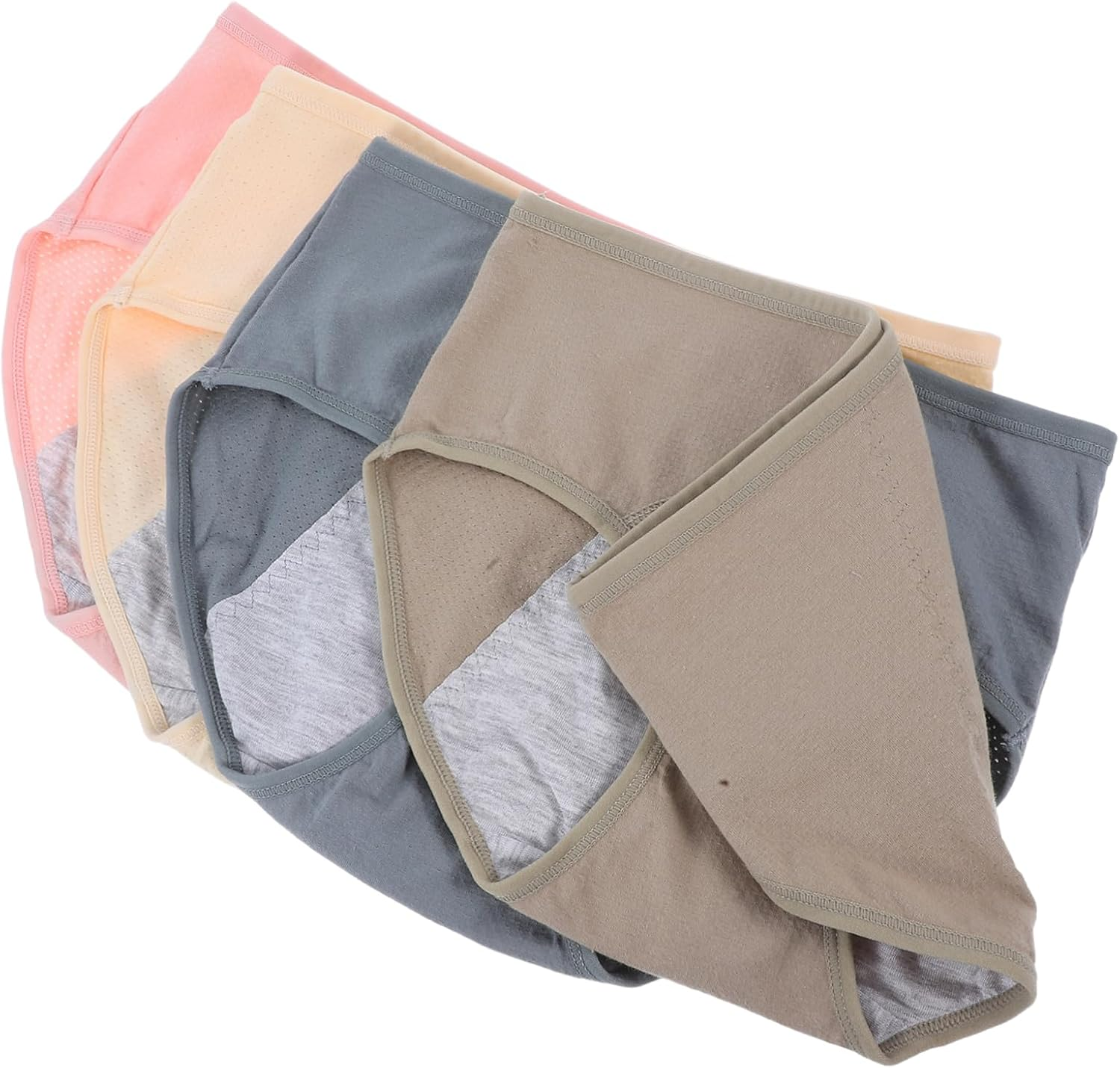 4Pcs Women'S Period Underwear Cotton Heavy Flow Leak Panties for Menstrual Days Comfortable Middle Waisted Briefs