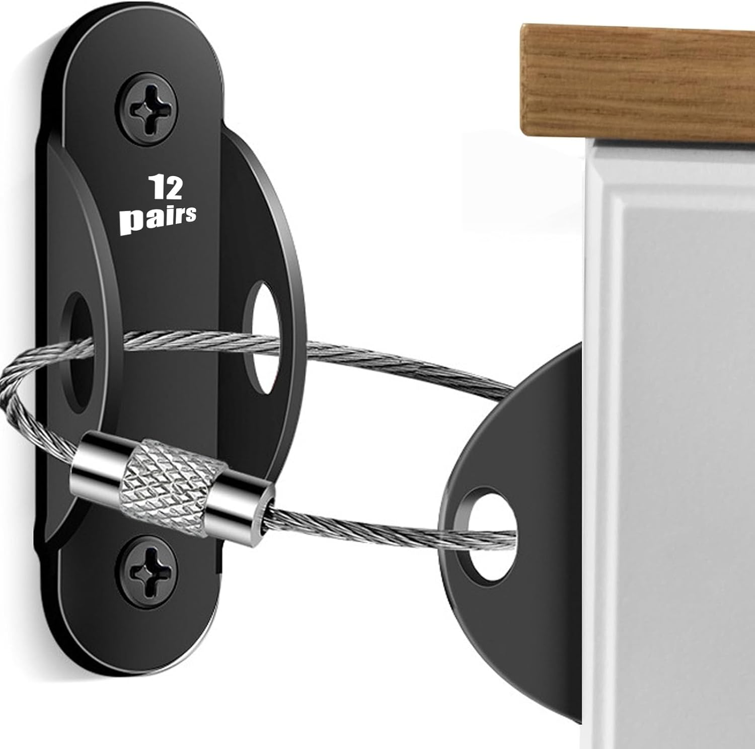 Wayfurr Furniture Anchors for Baby Proofing (12 Pack), anti Tip Wall Straps Secure 400 Lbs Dresser, Bookshelf & Cabinet, Child Safety