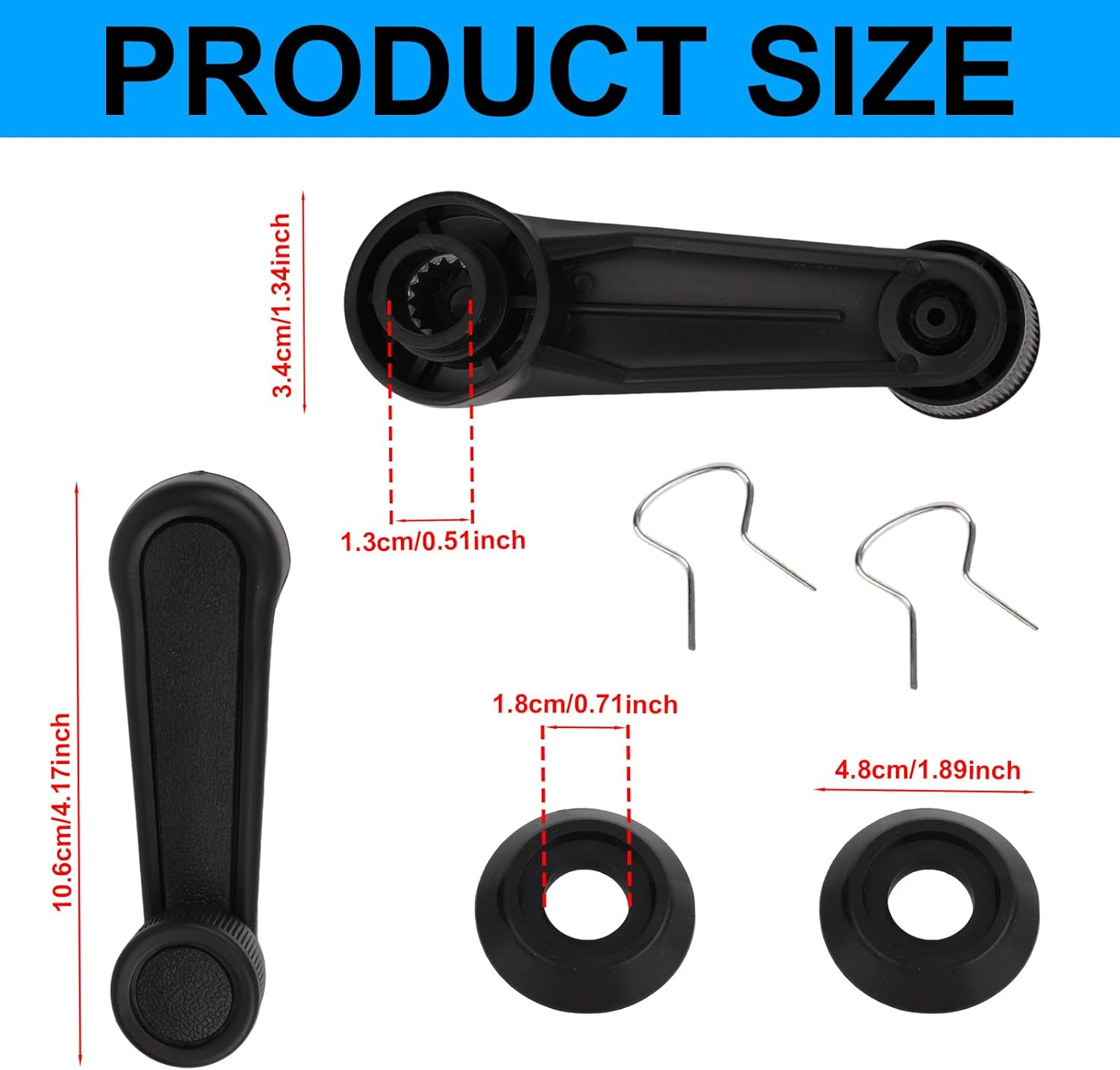 2Pcs Manual Window Handle Car, Driver & Passenger Side Replacement Crank Handles for 1992-1998 Geo Tracker Suzuki (Black) image number 5
