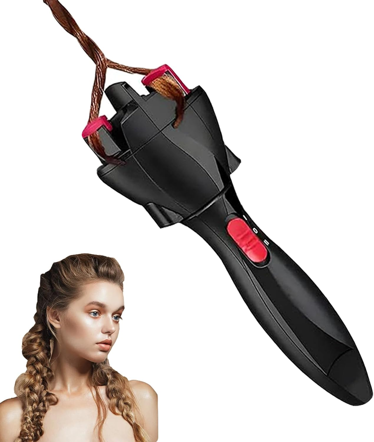 Automatic Hair Braider DIY Electronic Hair Braiding Machine Automatic Quick Twist Twister Hair Braiding Tool for Women Girls Hairstyle(Red) image number 2