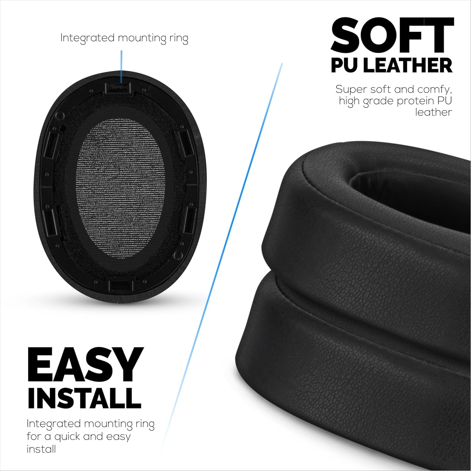 Replacement Earpads for Sony WH-H900N & MDR-100ABN Headphones, PU Leather, Memory Foam for Extra Comfort, Upgraded, Durable & Long Lasting Ear Cushions by Brainwavz image number 1