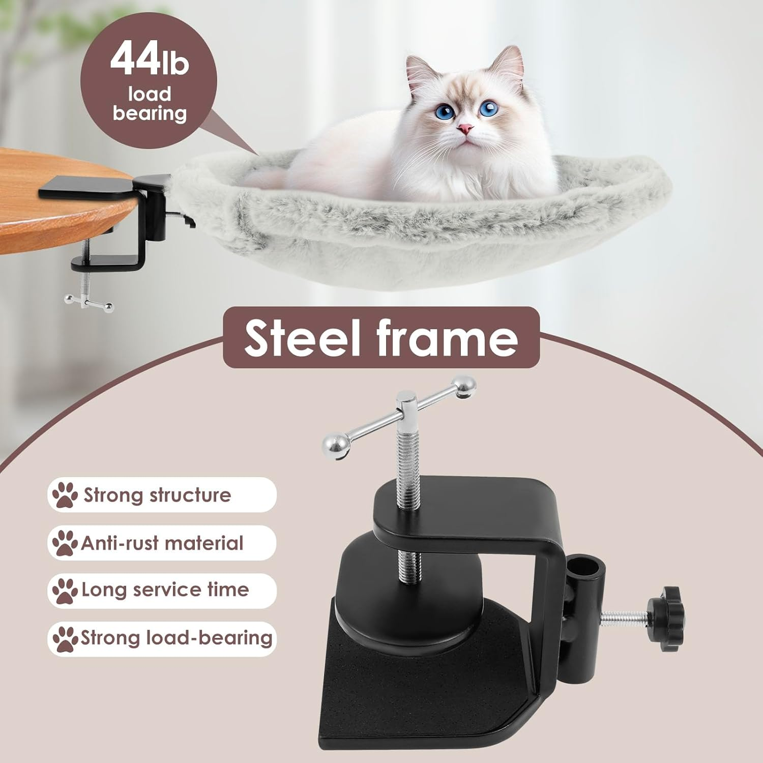 Felt Cat Hammock Strong Weight Bearing Capacity Cat Desk Bed Stable Support Desk Kitten Hammock Pet Nest Bed Space Saving for Table image number 2