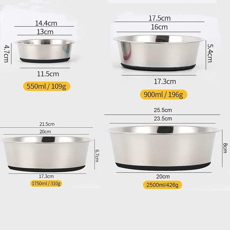 SUOXU Heavy Stainless Steel Dog Bowls,Large Dog Bowl with Non-Slip Silicone Bases,Pet Feeding Bowls,2500Ml Large Dog Feeder Bowls and Water Bowls(Xl-26Cm) image number 5