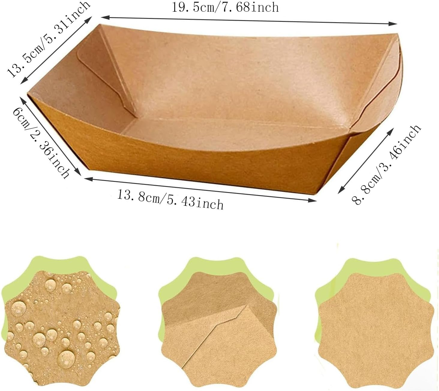 Paifeancodill Paper Hot Dog Tray, 100 Pcs Disposable Kraft Paper Food Tray, Hot Dog Boats Grease Proof Food Boats, Disposable Food Serving Trays, Take Out Food for Hot Dog Nacho French Fries (19.5 Cm) image number 4