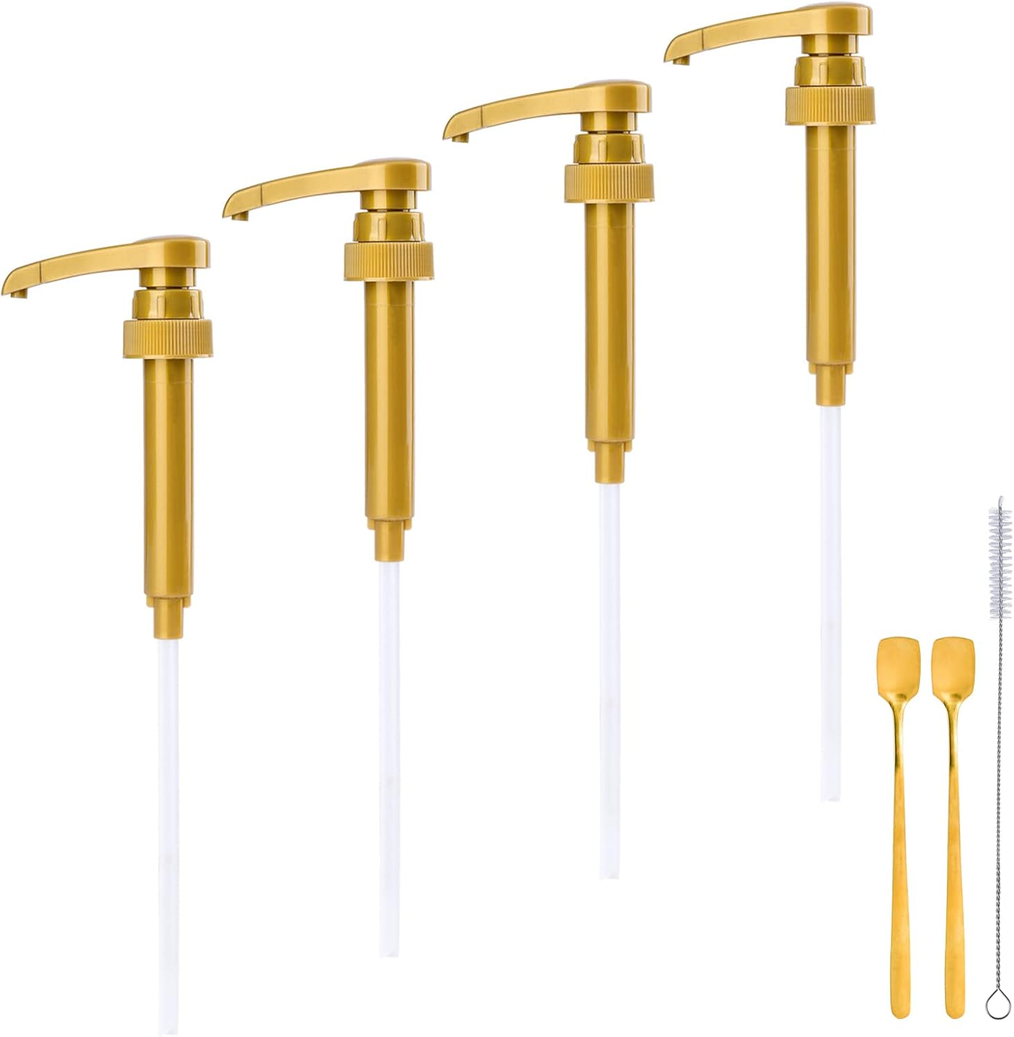 4PCS Syrup Pump for 25.4 Oz/750Ml Flavorings Bottles, Coffee Syrup Pump Dispenser, Compatible with Torani, Matteo'S, Davinci, Jordans Skinny Syrups Bottles, Syrup Dispenser for Coffee Bar Accessories image number 1