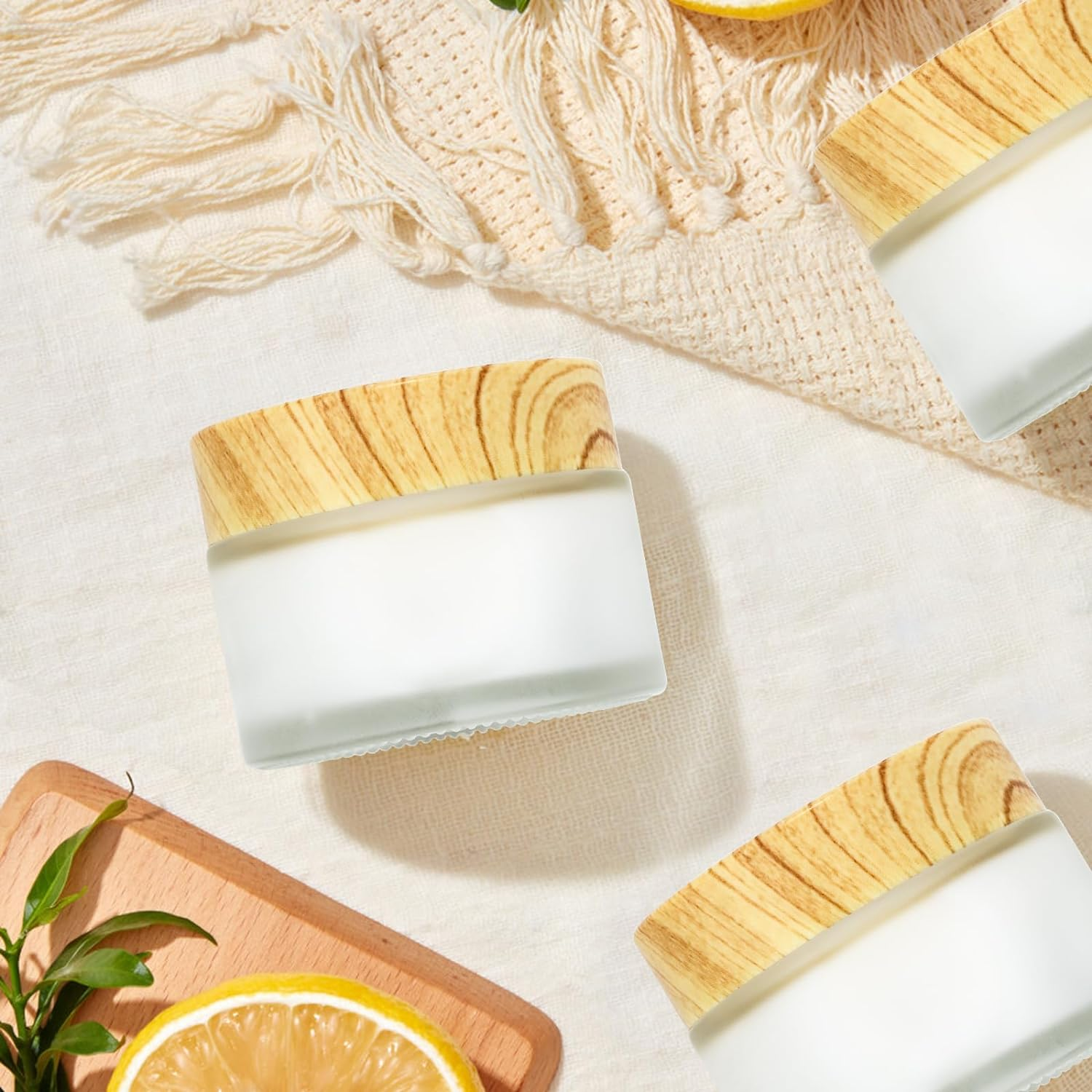 ZENFUN 16 Pcs Glass Cosmetic Containers 50 Gram/50Ml Empty Sample Jars with Leak Proof Lids, Frosted Glass Bottle for Cream, Lotions, Lip Balm - Refillable Travel Containers image number 4