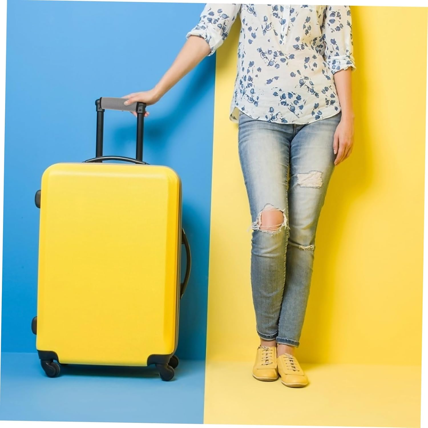 LALADEFIEE 2Pcs Neoprene Luggage Handle Wraps Travel Identifiers Markers Durable Protection for Suitcases Easy Installation Grey Blue Colors image number 6