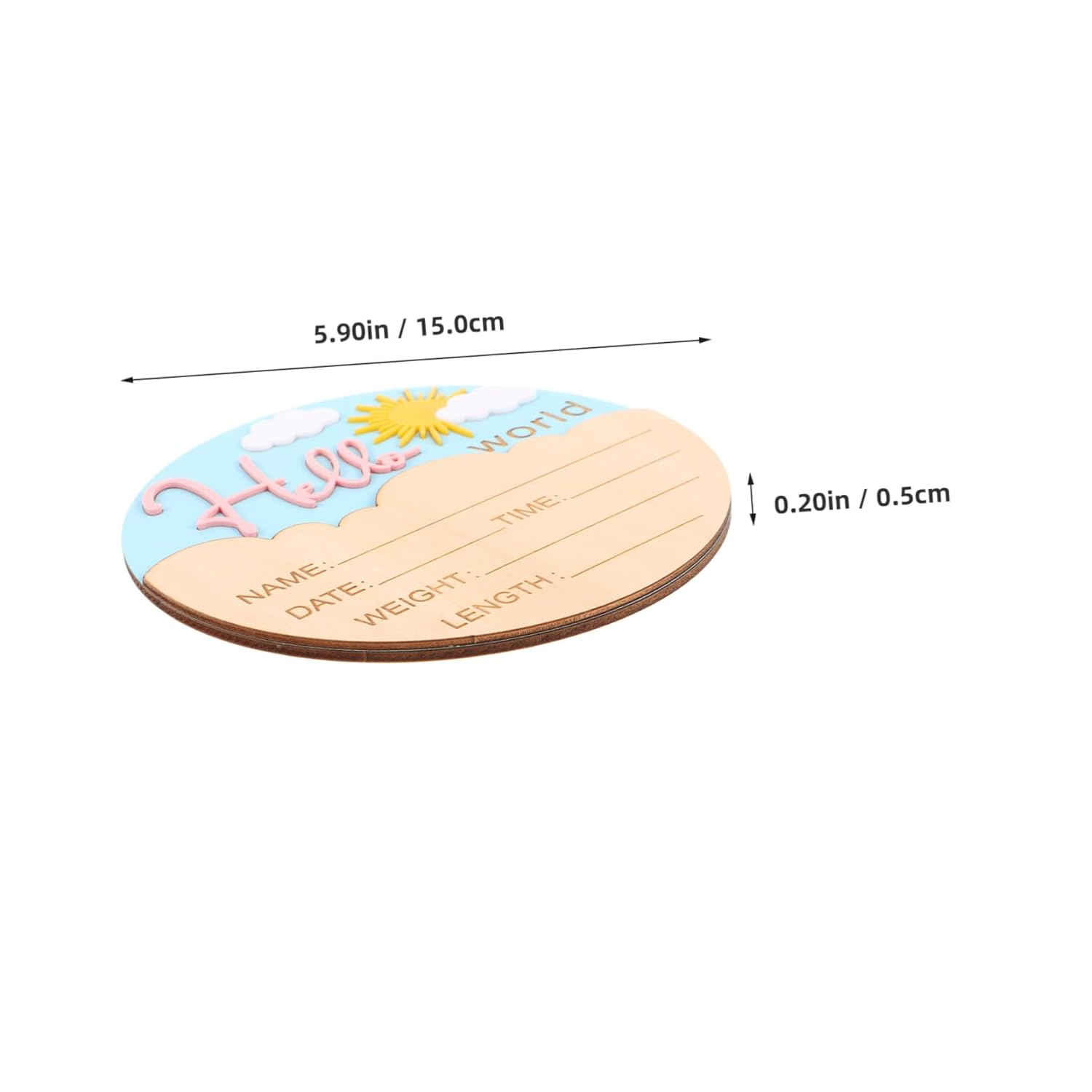 BESPORTBLE Durable Wooden Newborn Announcement Sign with Smooth Rounded Edges Compact Photo Prop Plaque for Shower and Nursery Decoration Reusable Birth Name Plaques for Newborn Welcome - Multi image number 2