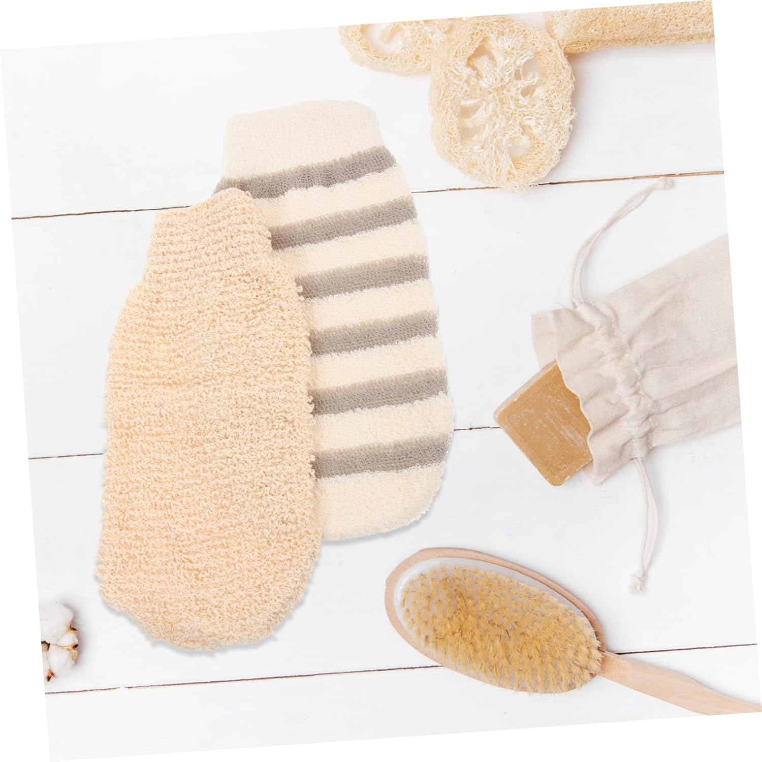 TOBBOMEY 2Pcs Exfoliating Body Scrub Gloves Shower Mitts for Gentle Skin Cleansing and Exfoliation Suitable for Skin Types for Daily Use Bath Shower Essentials image number 6