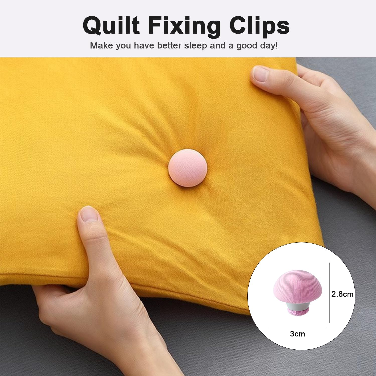 Aorvp Quilt Fixing Clips,Duvet Pin Duvet Clips,Bedding Holder Pins Fasteners Mushroom round Fixing Clips for Thin Thick Quilts Blanket Sheet Bed Skirt Cushion Curtain (25Pcs) (Pink) image number 4