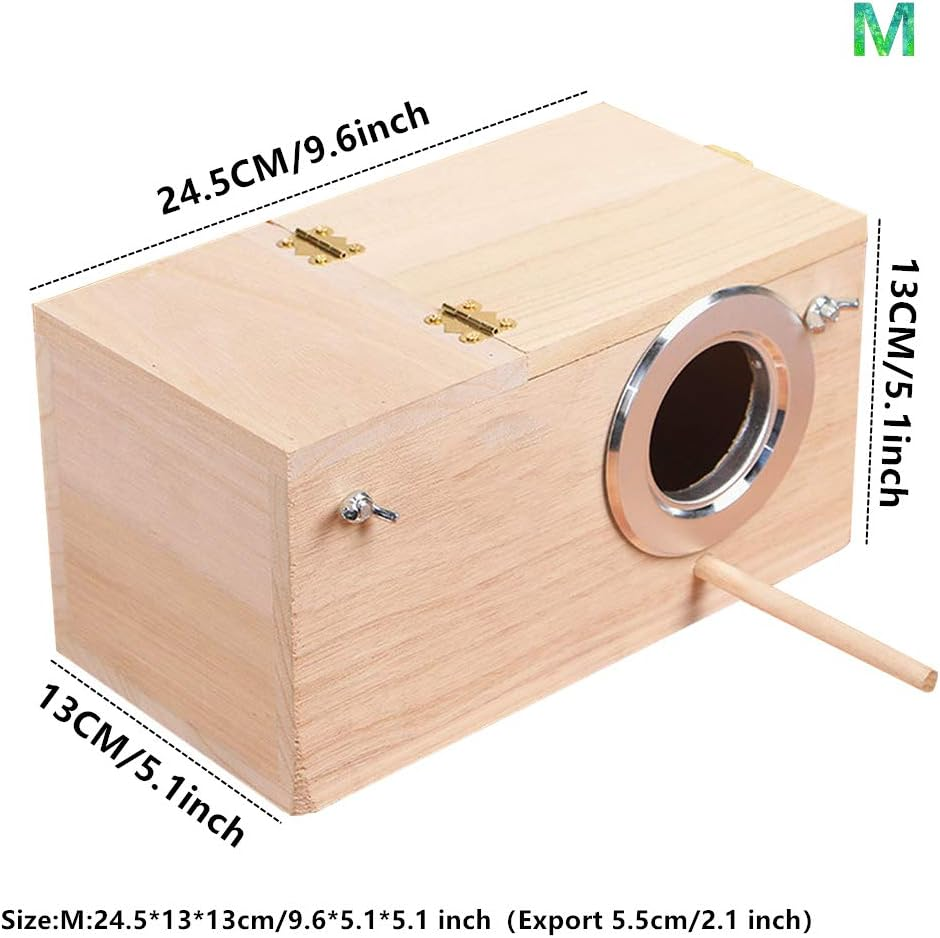 YJJKJ Pet Wood Parakeet Budgie Cockatiel Breeding Nesting Bird Avery Cage Box (M) image number 5