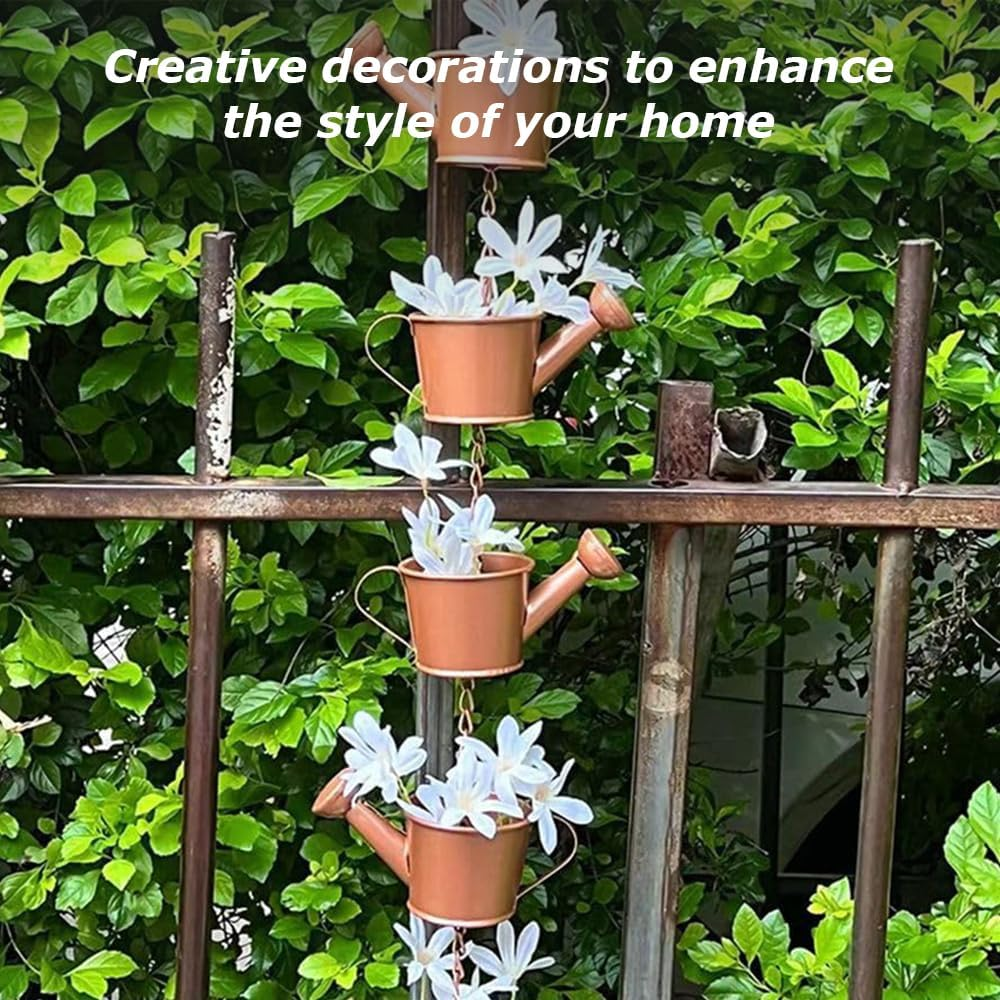 Rain Chains,Kettle Wind Chimes,Rainwater Catcher,Flower Pot Rain Chain,Garden Ornaments,Wind Chimes Hanging Decor,For Garden,Balcony image number 4