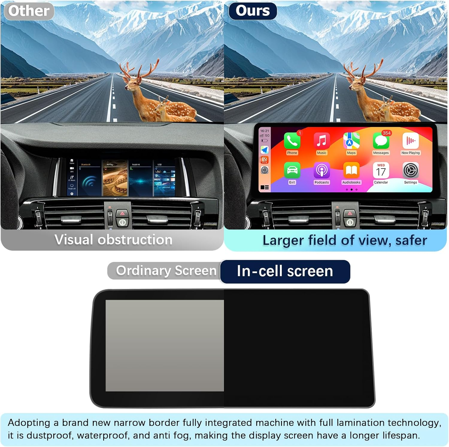 Ultra Slim 12.3 Inch 1920 X 720 Car Stereo for BMW X3 F25 2010-2013 CIC Carplay Android Car Radio Multimedia Audio Upgrade Touchscreen Bluetooth (Linux CIC System) image number 3