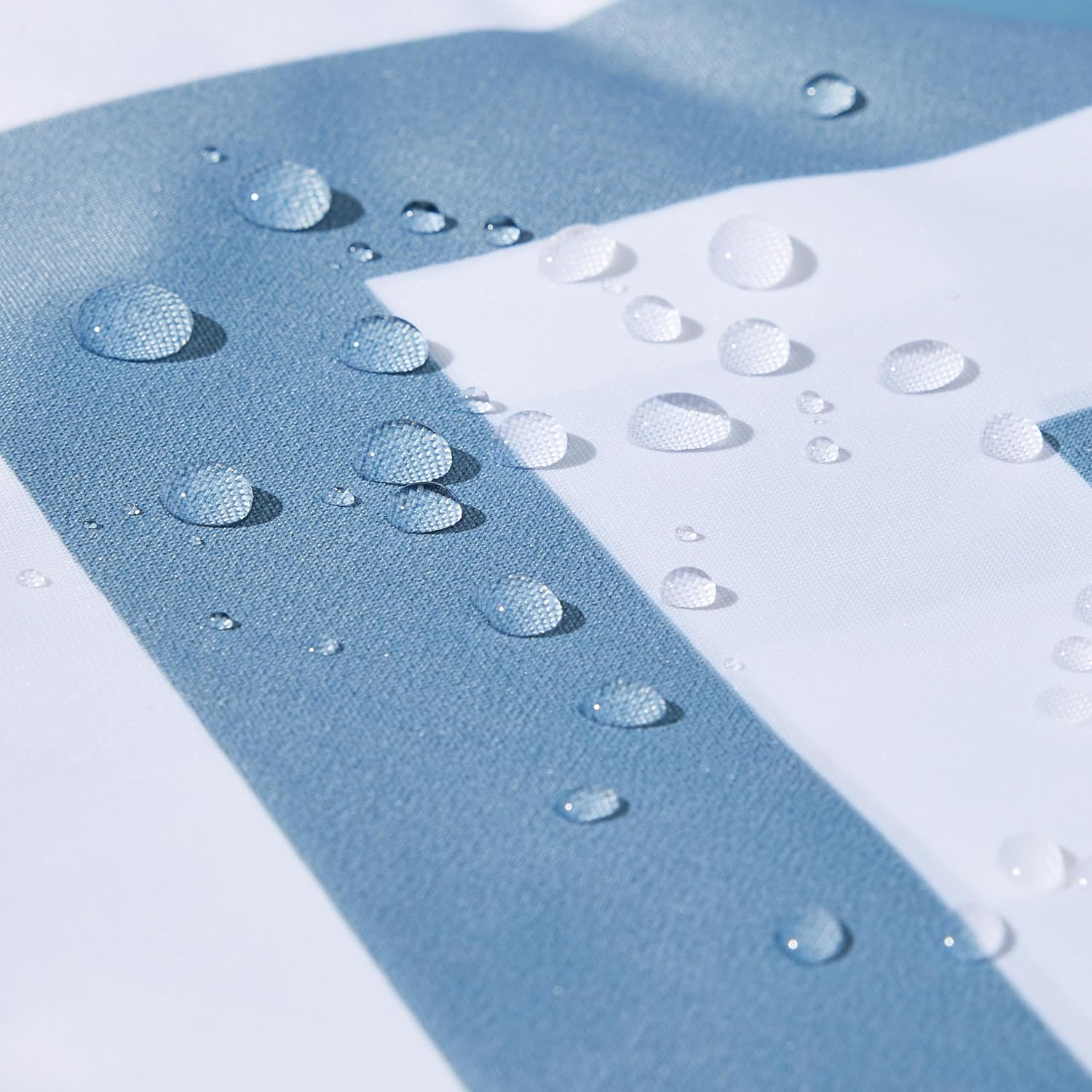 Amazon Basics Fabric Shower Curtain with Grommets and Hooks, 183 X 183 Cm, Blue Ombre Chevron - Gray Stripe image number 7