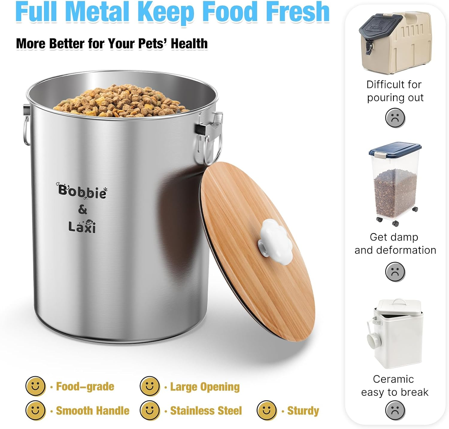 25 Lbs Large Stainless Steel Dog Food Storage Container with Lids Airtight to Keep Food Fresh, Metal Pet Food Bin Claw Handle Easy Clean & Use for Big Dog Multiple Pet, Long-Lasting Cat Litter Storage image number 5