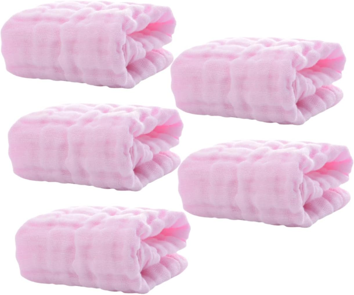 5Pcs Baby Muslin Washcloths for Infants Soft and Absorbent Face Towels Pink for Burping and Drooling
