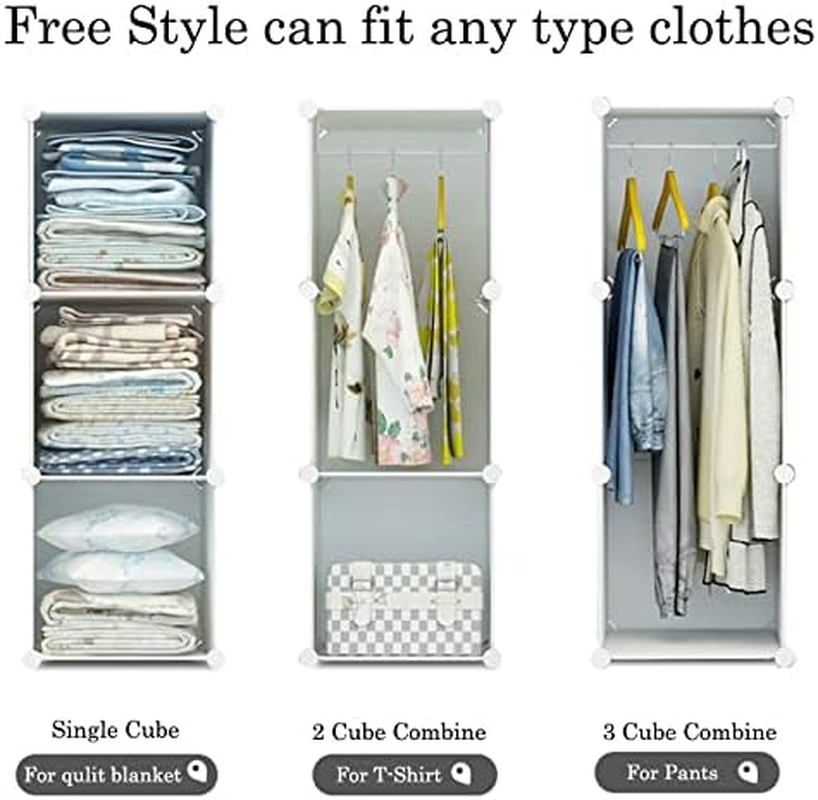 AUKO DIY XL 8 12 16 Cube Storage Cabinet Compartment Wardrobe Rack Shelf Portable Organizer Hallway Table Home Decor Bedroom Furniture (XL 12 Cube White) image number 6