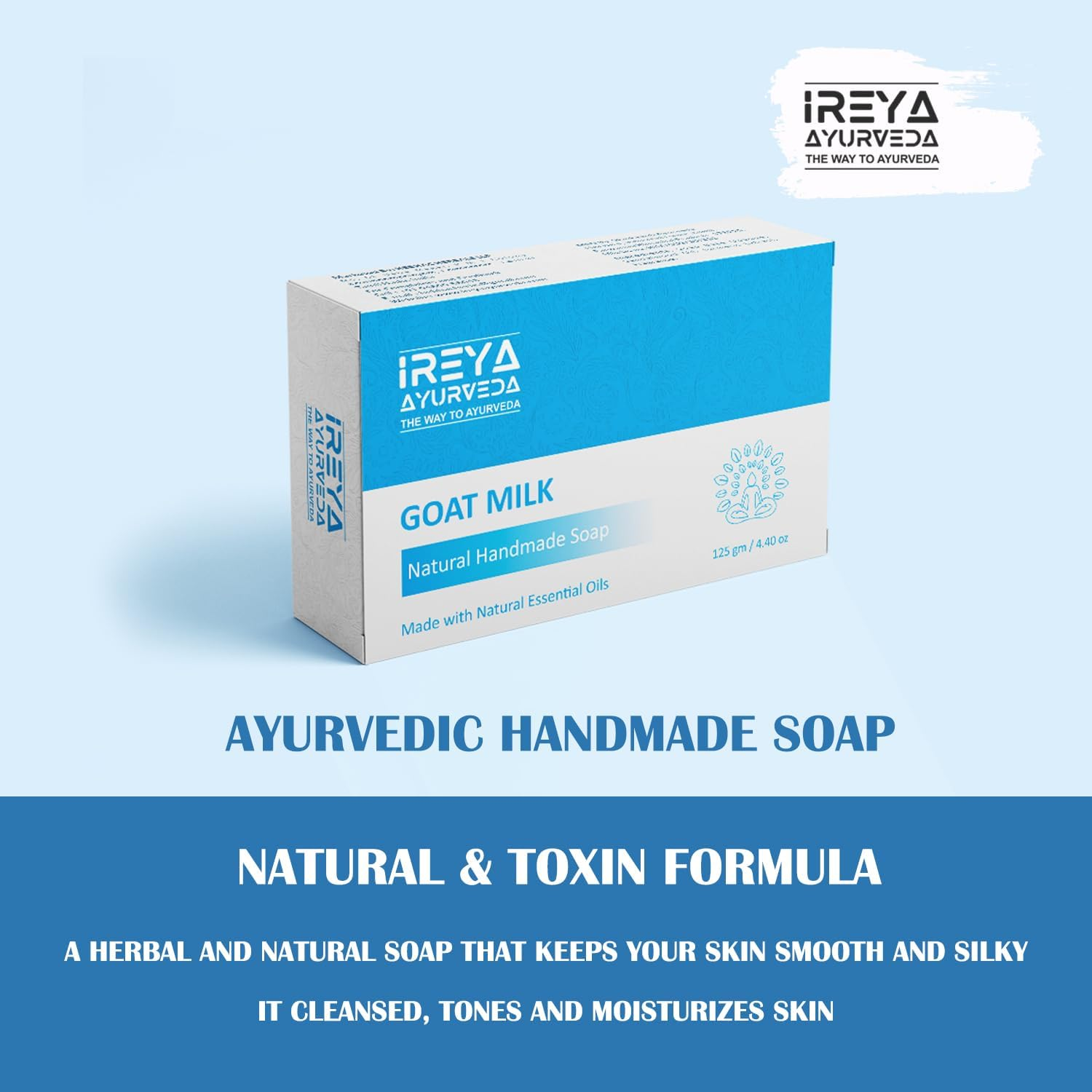 Ireya Ayurveda Goat Milk Soap - with Lavender Shea Butter & Aloe Vera Extract 125 G - Moisturizing Cleansing Soap Free from Parabens, SLS and Handmade Soap image number 3