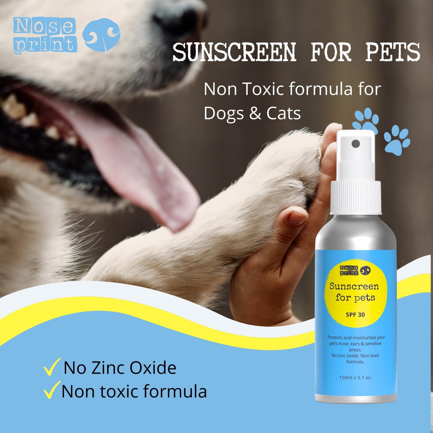 SPF 30 Pet Sunscreen Lotion Bottle Sun Protection for Pets 150 ML + 60ML Dog Paw Balm Sun Cream Balm Moisturising Sunscreen for Dogs and Cat Non-Toxic Formula Dog Nose | Dog Sun Protection image number 3