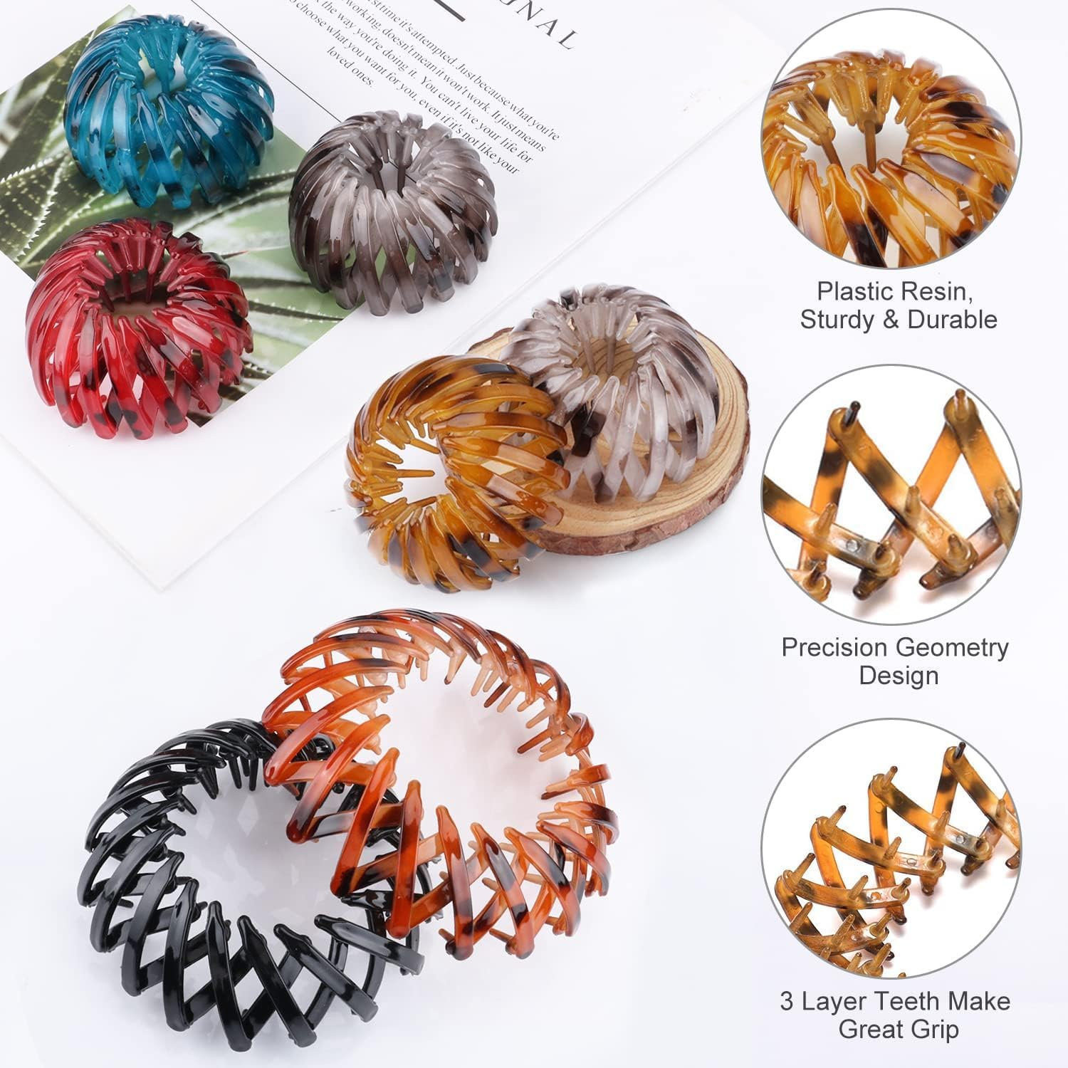 7Pcs Birds Nest Hair Clips,Bird Nest Plate Hairpins,Bird Nest Hair Clip Velvet Ponytail Holder,Bird Nest Hair Clip round Hairband,Bird Nest Velvet Hair Clip,Bird Nest Hair Clip Velvet Ponytail Holder - Color A image number 2