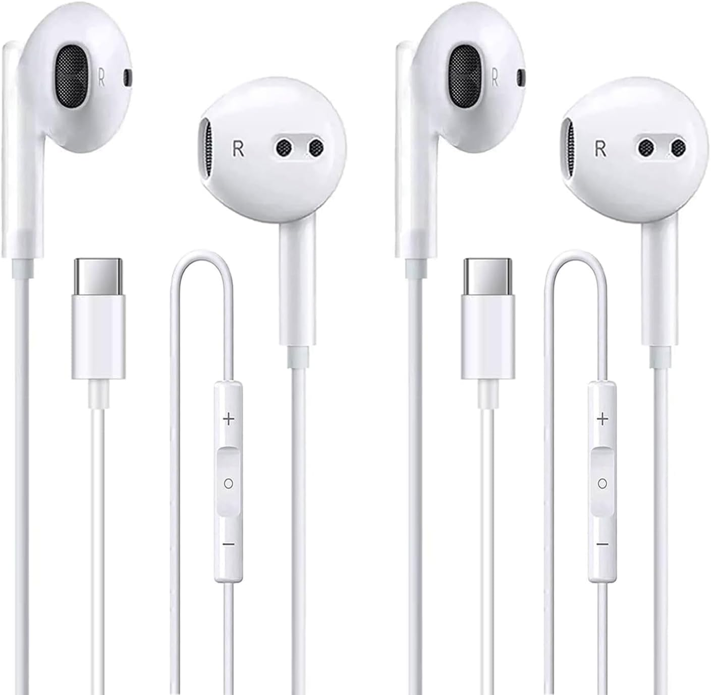 2 Pack of USB C Headphones for Iphone 16/16 Pro/16 Plus/16 Pro Max/15/15 Plus/15 Pro/15 Pro Max,Usb Type C Earphones Hifi Stere, Wired Earbuds with Microphone & Volume Control image number 3