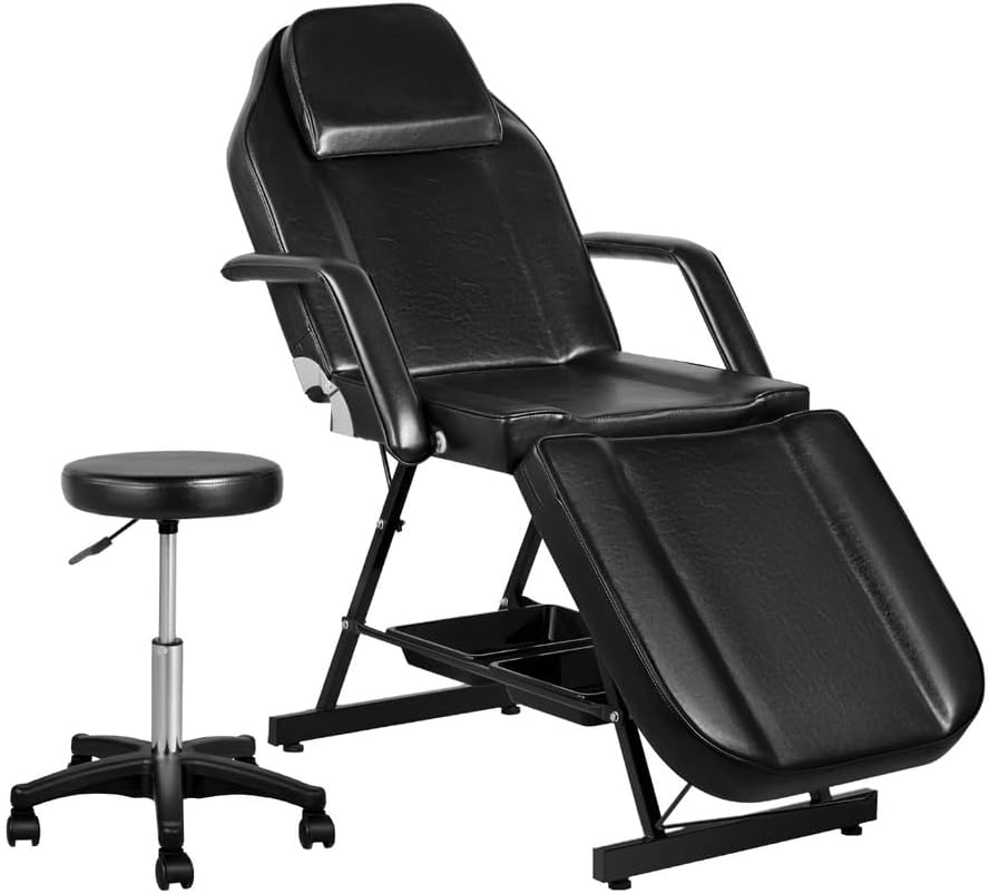 Zenses Massage Table Adjustable Salon Chair Waxing Bed Therapy 3-Fold Black image number 6