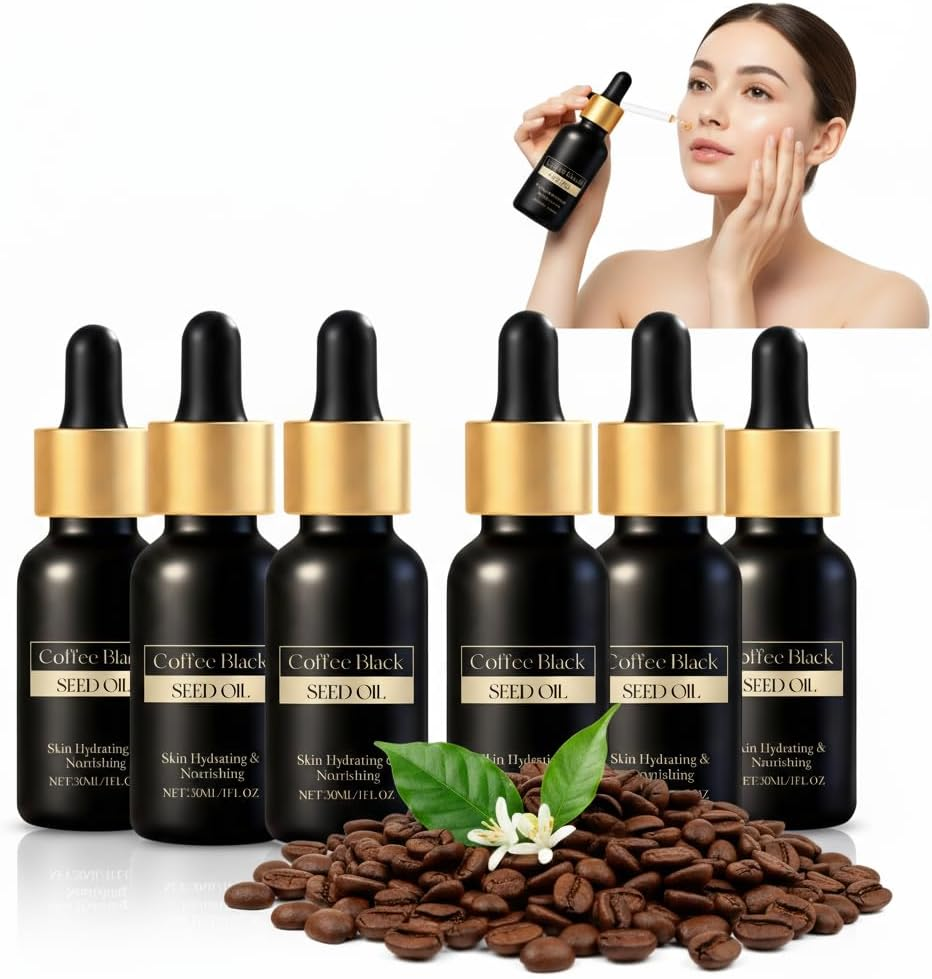 Coffee Black Seed Oil Facial Serum - Deeply Moisturizing, Firming & Nourishing Face Oil for All Skin Types, Lightweight Texture for Long-Lasting Hydration, Anti-Aging & Skin Glow (2PCS)