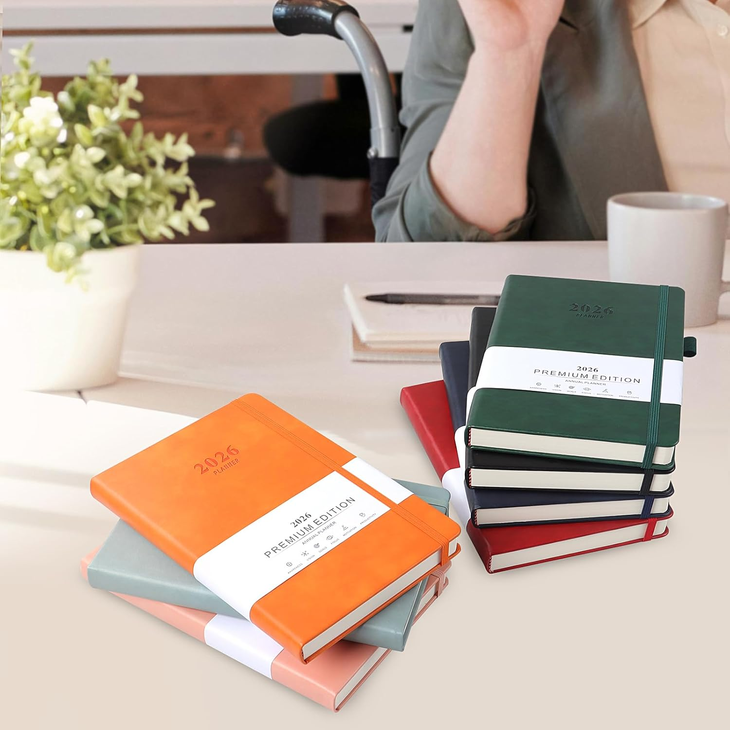 Ztowoto 2026 Academic Diary Page a Day A5, 5.7X8.5" Hardcover Daily Planner 2026 with Pen Holder,Elastic Bond,2026 Teacher Planner Week to View for School,Office and Home(Black) - Dark Green image number 2