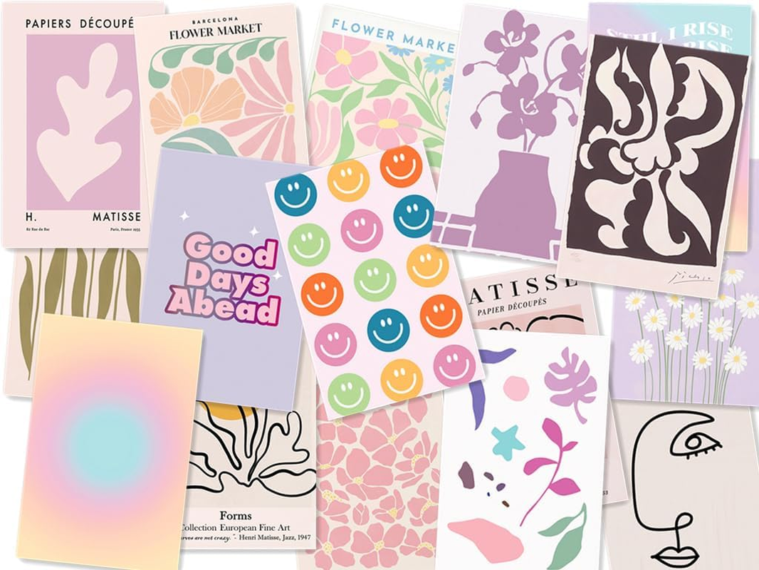 Danish Pastel Dream: 50-Piece Aesthetic Wall Decor Set for Bedroom - Transform Your Space with Preppy and Chic Room Decor - Perfect for Teen Girls image number 2