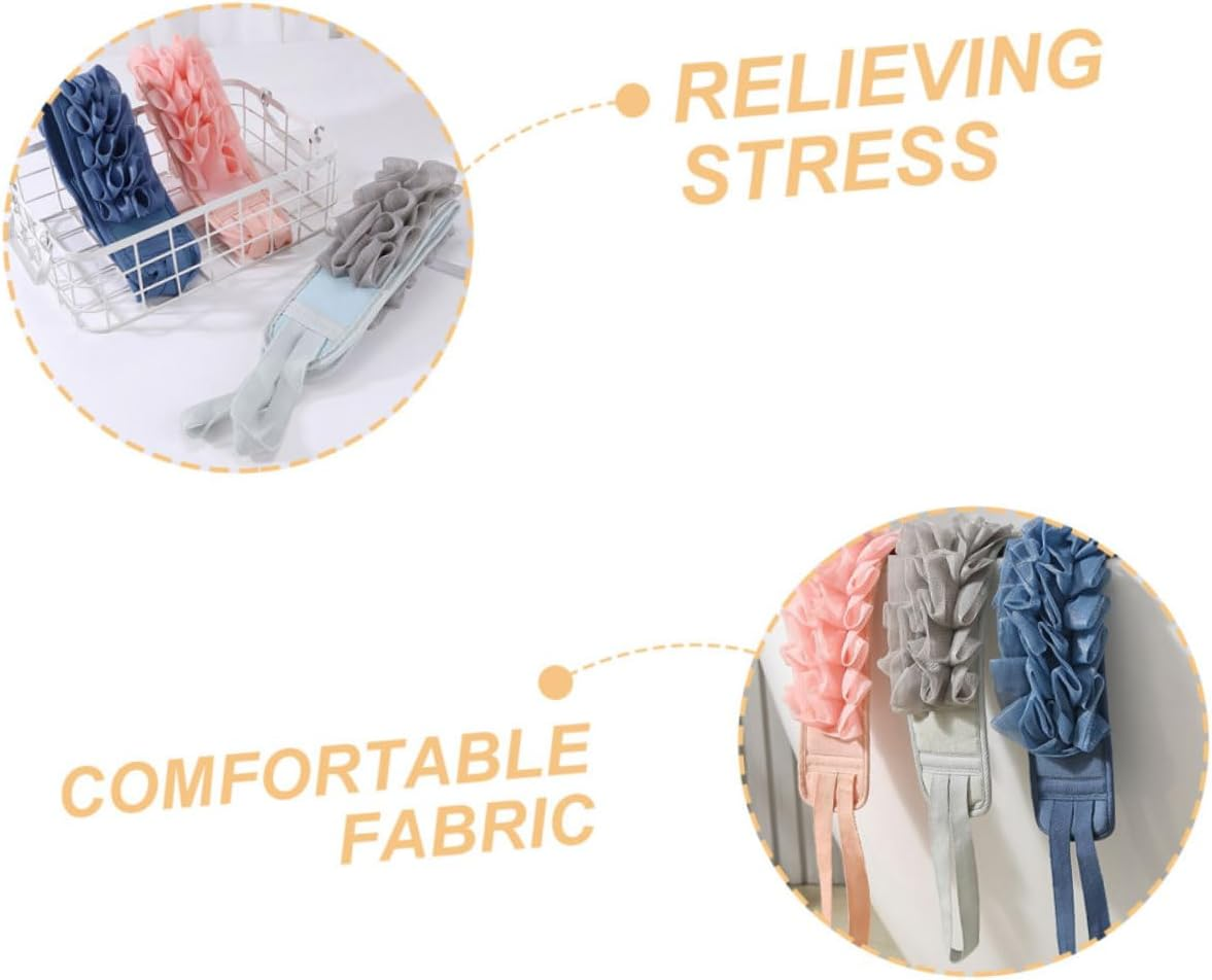 Ipetboom 3Pcs Reliable Massaging Strap Shower Back Scrubber for Shower Back Washing Strap Bath Scrubber image number 1