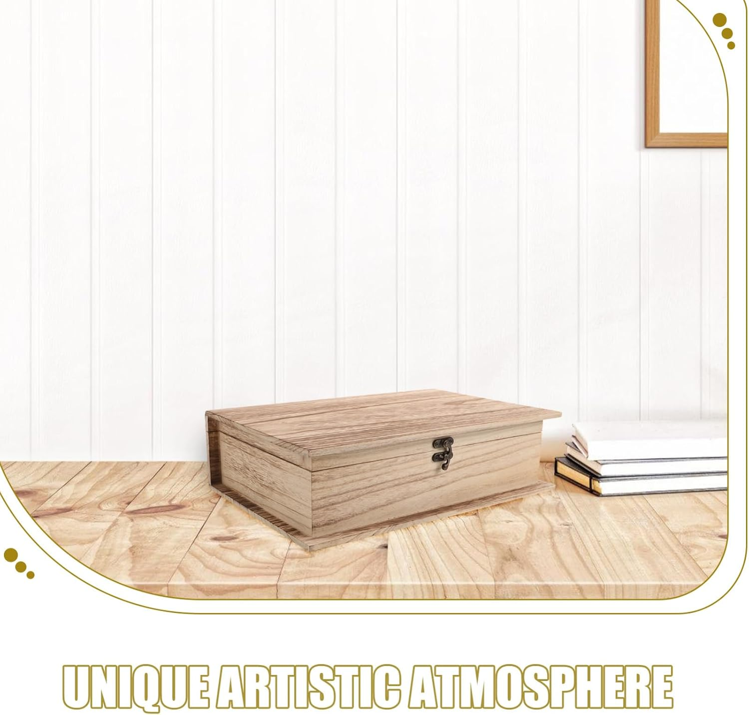 2Pcs Keepsake Wooden Organizer Wooden Book Storage Box Flip Lid Jewelry Chest Secure Functional Desktop Organizer image number 1