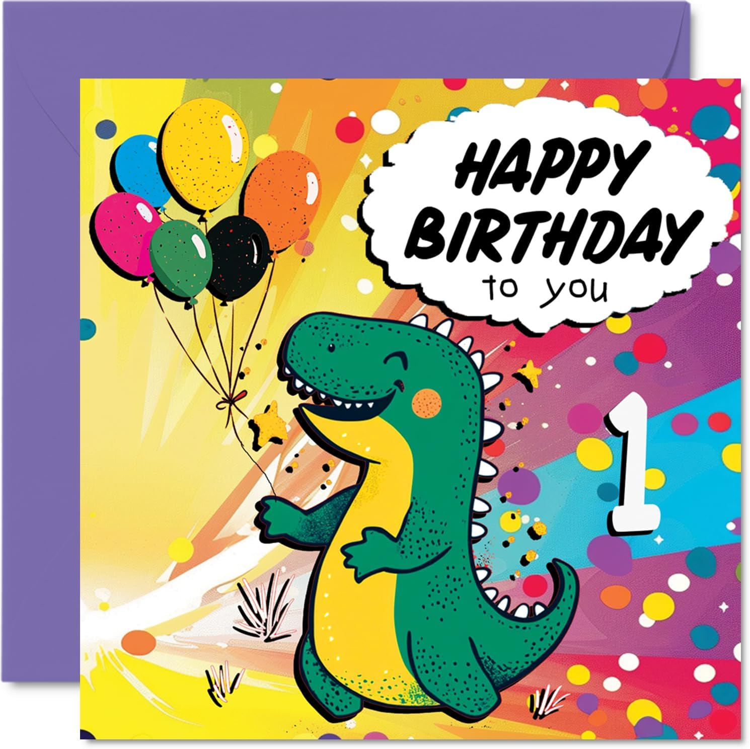 4Th Birthday Card Boy - Roarsome Dinosaur Party - Dinosaur Birthday Card for 4 Year Old Boy, Age 4 Boys Cards, 145Mm Cute Greeting