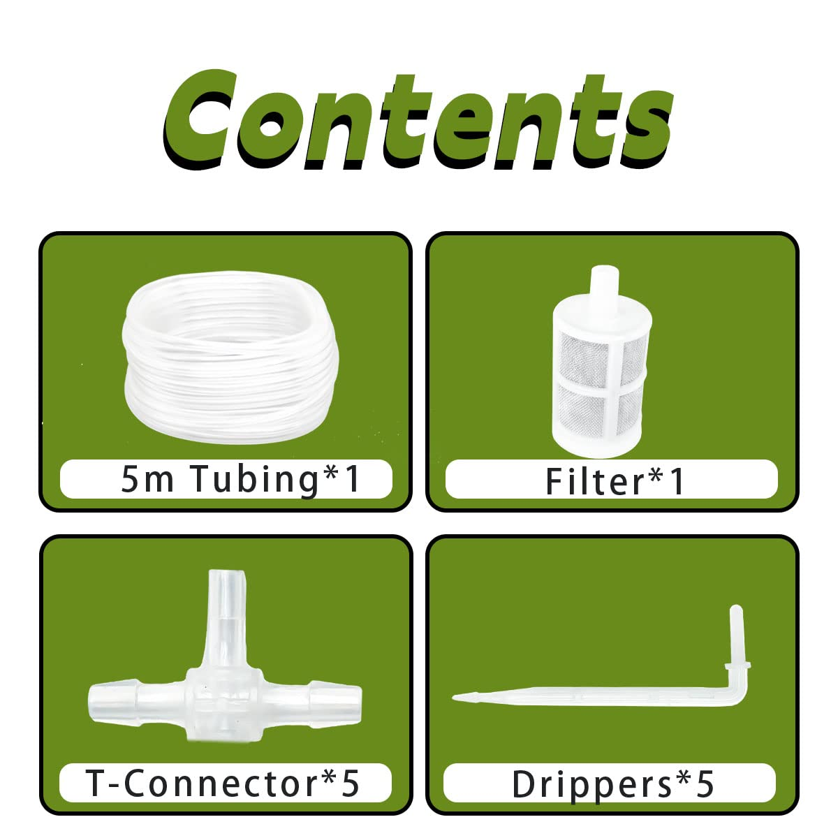 UCINNOVATE Drip Irrigation Tubing Kit, Including 5M 1/4 INCH Tubing, Irrigation Drippers, Tube Connectors, Fitler for Automatic Self Watering Equipment System image number 6