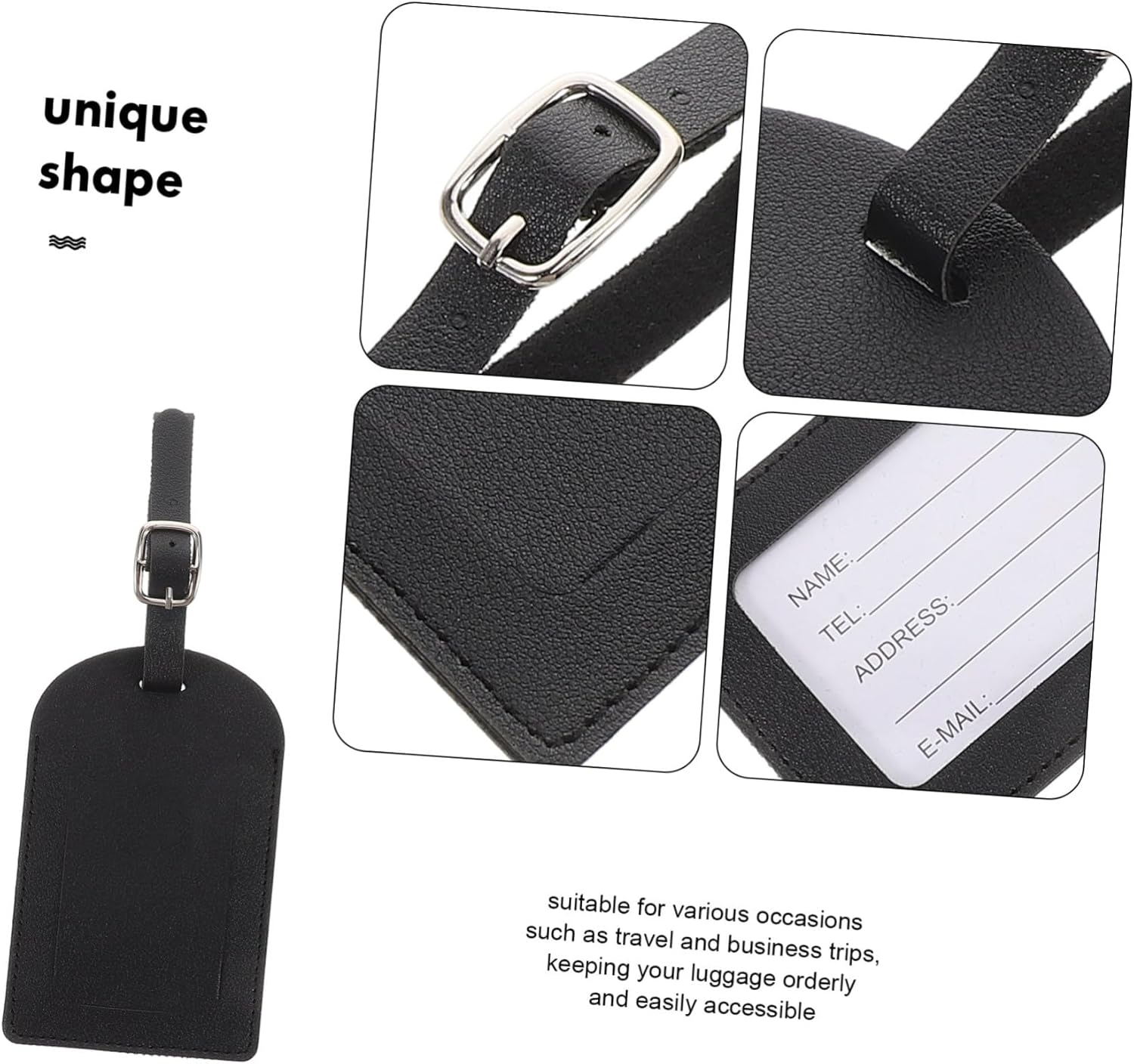 VANZACK 3Pcs Replacement Luggage Tags Pu Leather Privacy Protected Travel Suitcase Baggage Id Labels Classic Airplane Boarding Pass Design image number 6