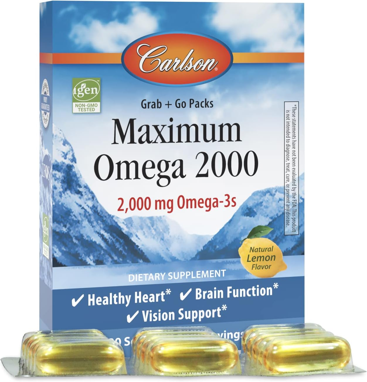Carlson Labs - Maximum Omega 2000 Travel Pack Natural Lemon 2000 Mg. - 30 Softgels image number 2