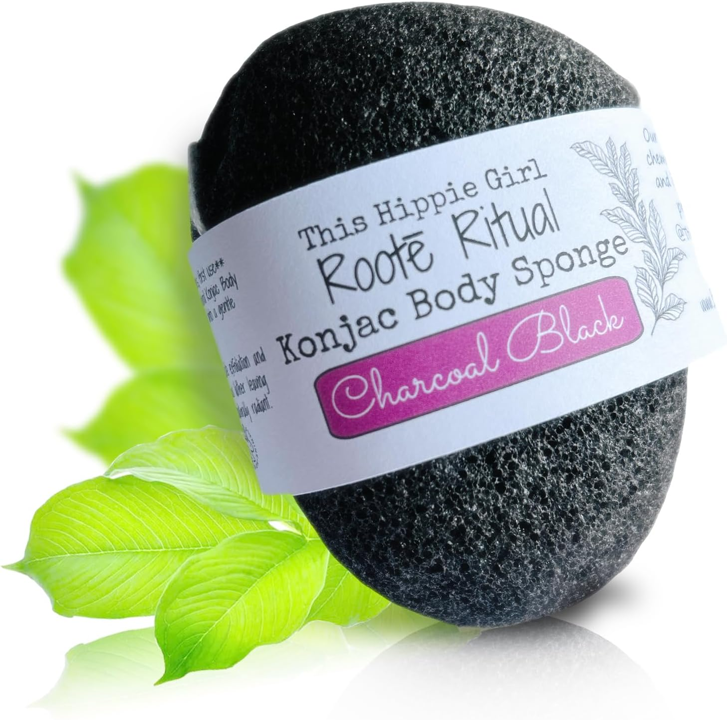 Roote Ritual Konjac Body Sponge &ndash; 100% Natural Exfoliating Shower Sponge for Sensitive Skin &ndash; Gently Deep Cleanses & Softens, Earth-Friendly, Biodegradable, Vegan &ndash; for Women, Men (Natural White)